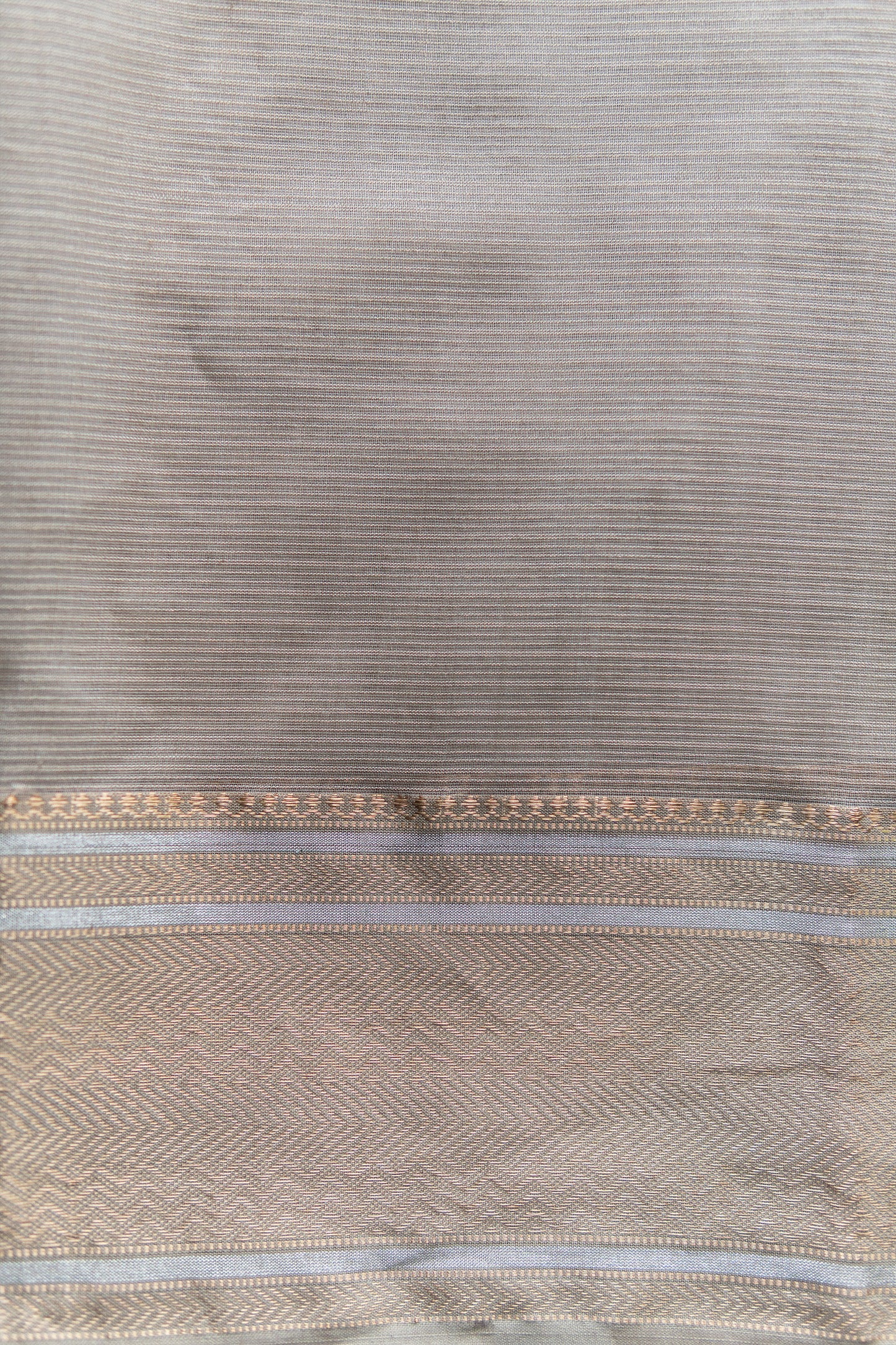 Grey Silk Tissue with Gold border with Kota Weave Saree