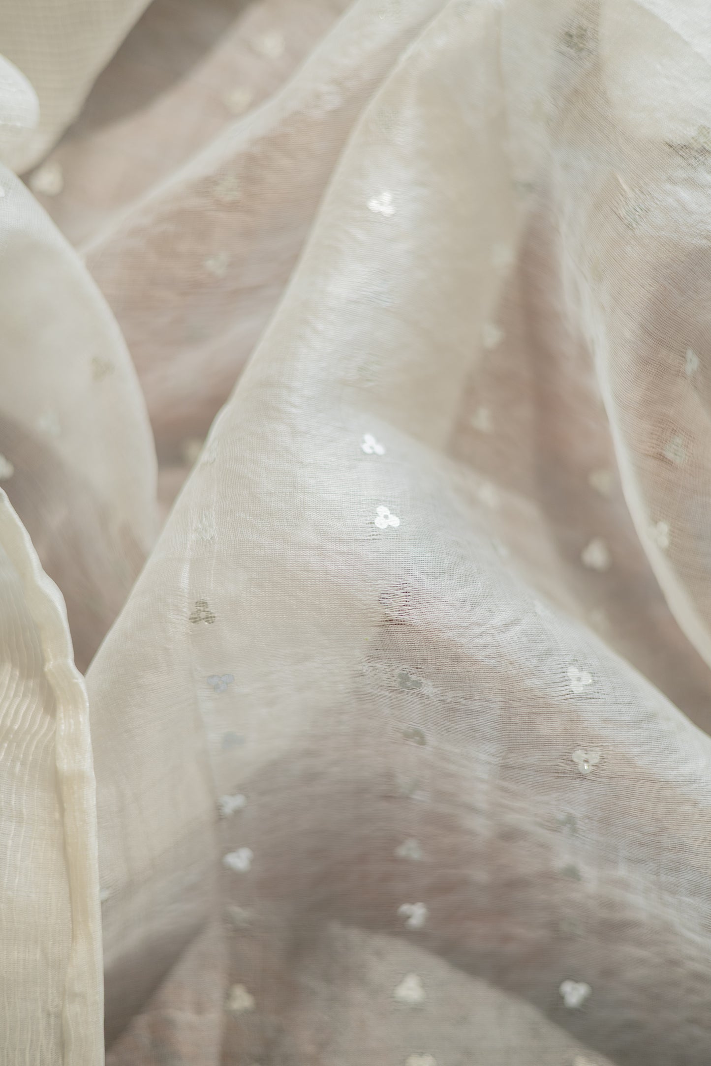 Off White Tissue Linen with Silver and Gold Sequins Saree