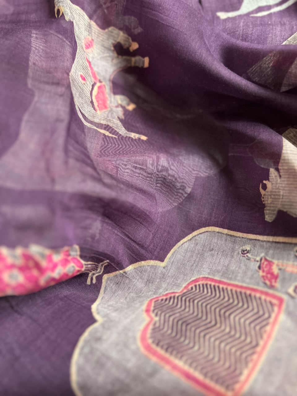 Pichwai Mughal Design – Chanderi Silk by Cotton