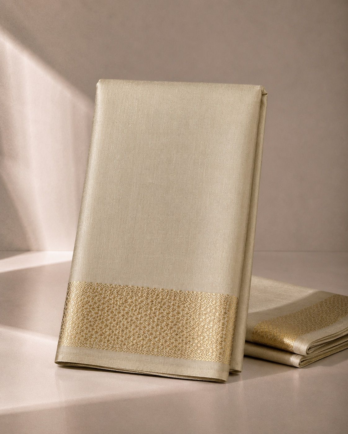Beige Kanjivaram Silk Vesti with Golden Border