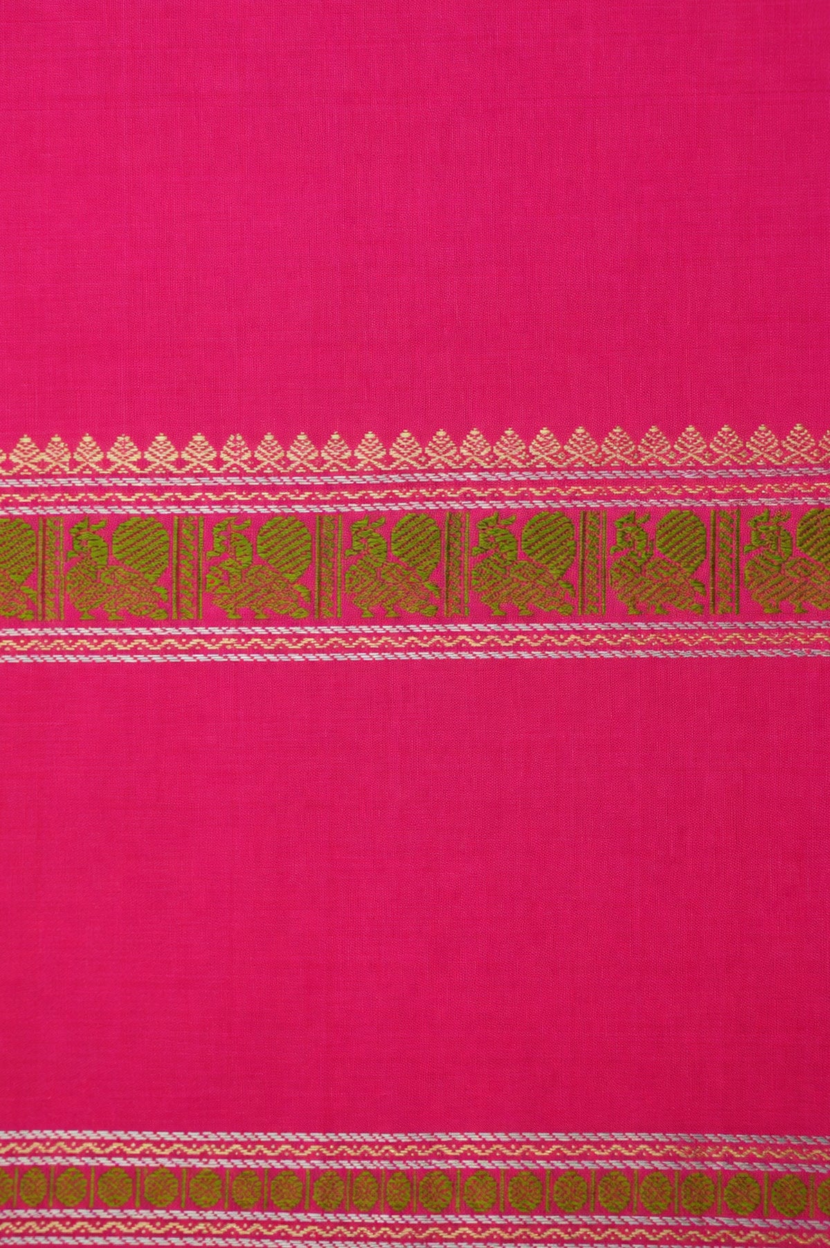 Sunshine Yellow Kanjivaram Silk with Rani Pink and Zari Border Saree