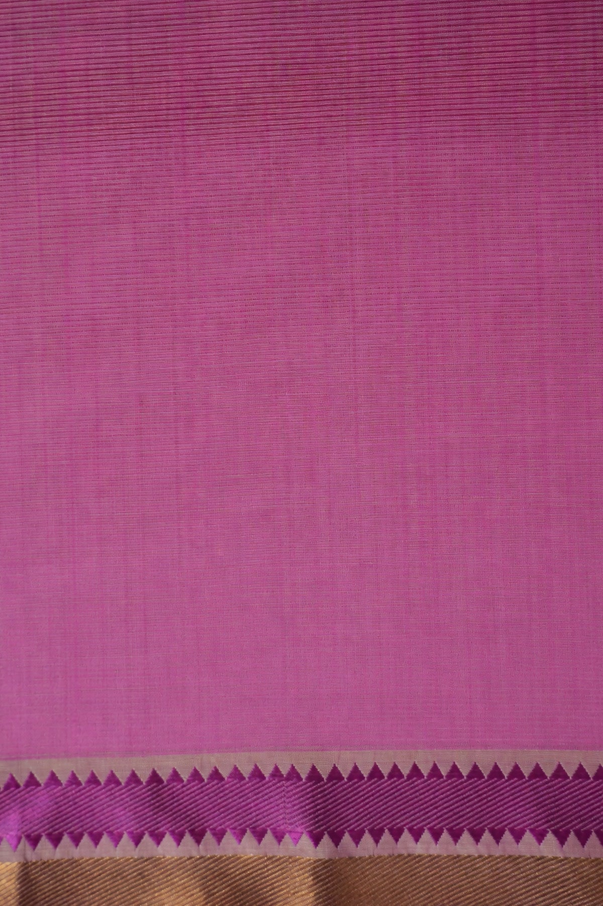 Lime Green Mangalagiri Silk Cotton Saree with Purple and Gold Zari Border