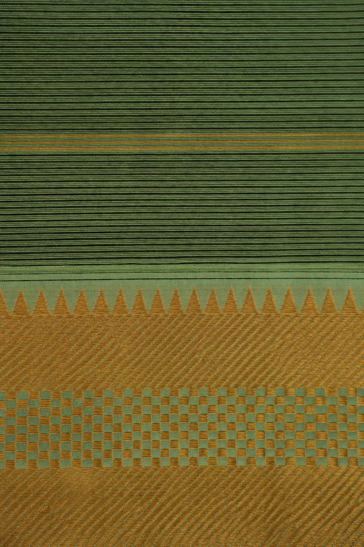 Pastel Green and Gold Checks Mangalagiri Silk Cotton with Gold Zari Border Saree