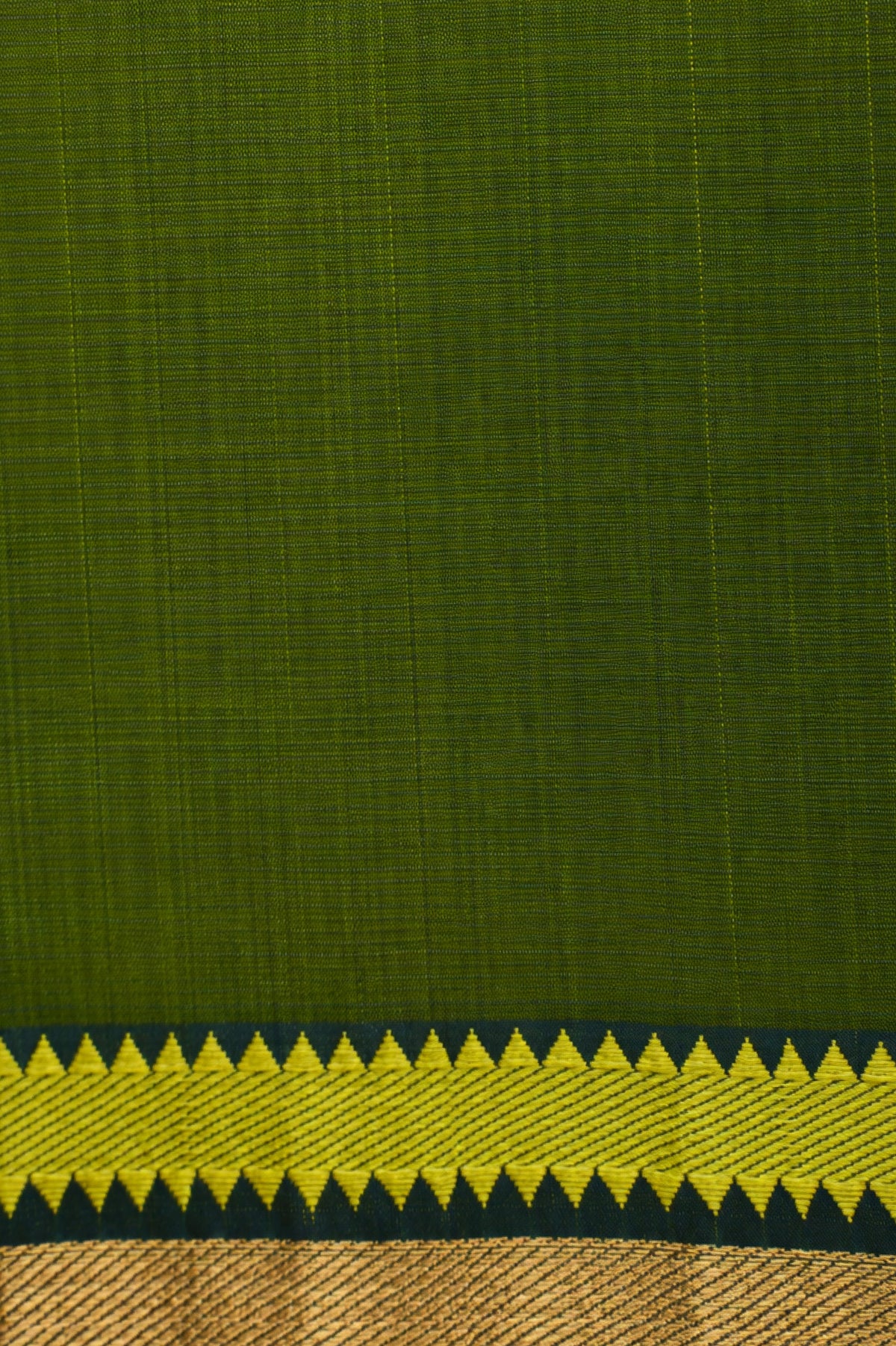 Royal Blue Mangalagiri Silk Cotton with Green and Gold Zari Temple Border Saree