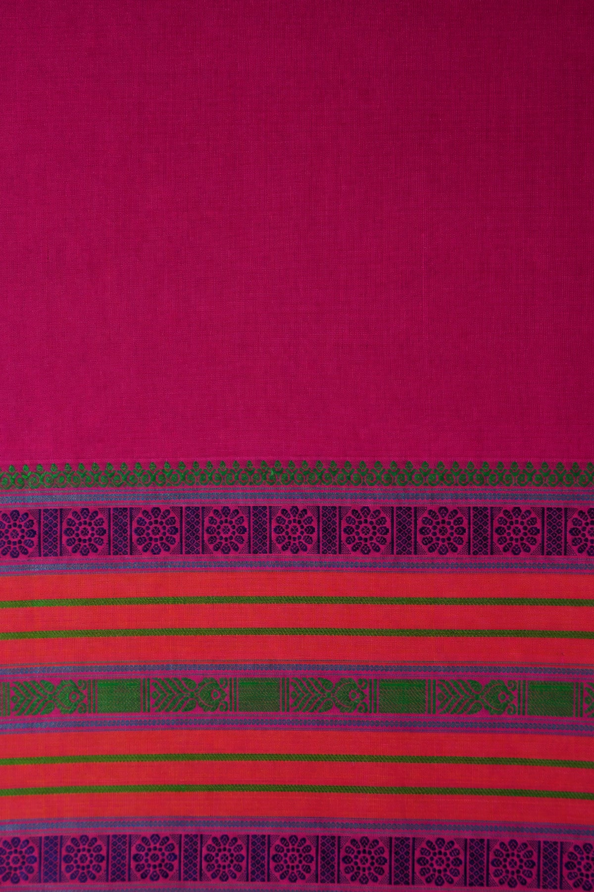 Tomato Red Kanjivaram Silk with Multicolour Thread Work Border Saree