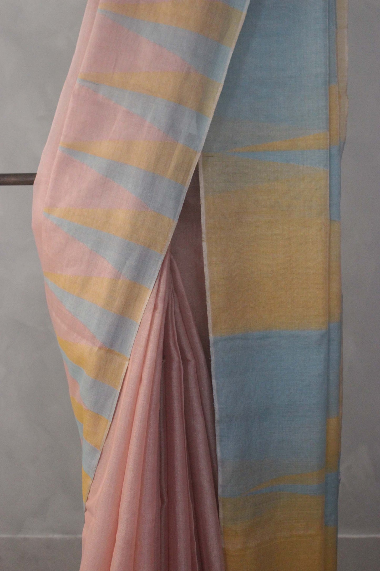 Lilac Pink Tissue with Merserised Cotton and Khapa Abstract Pallu Saree