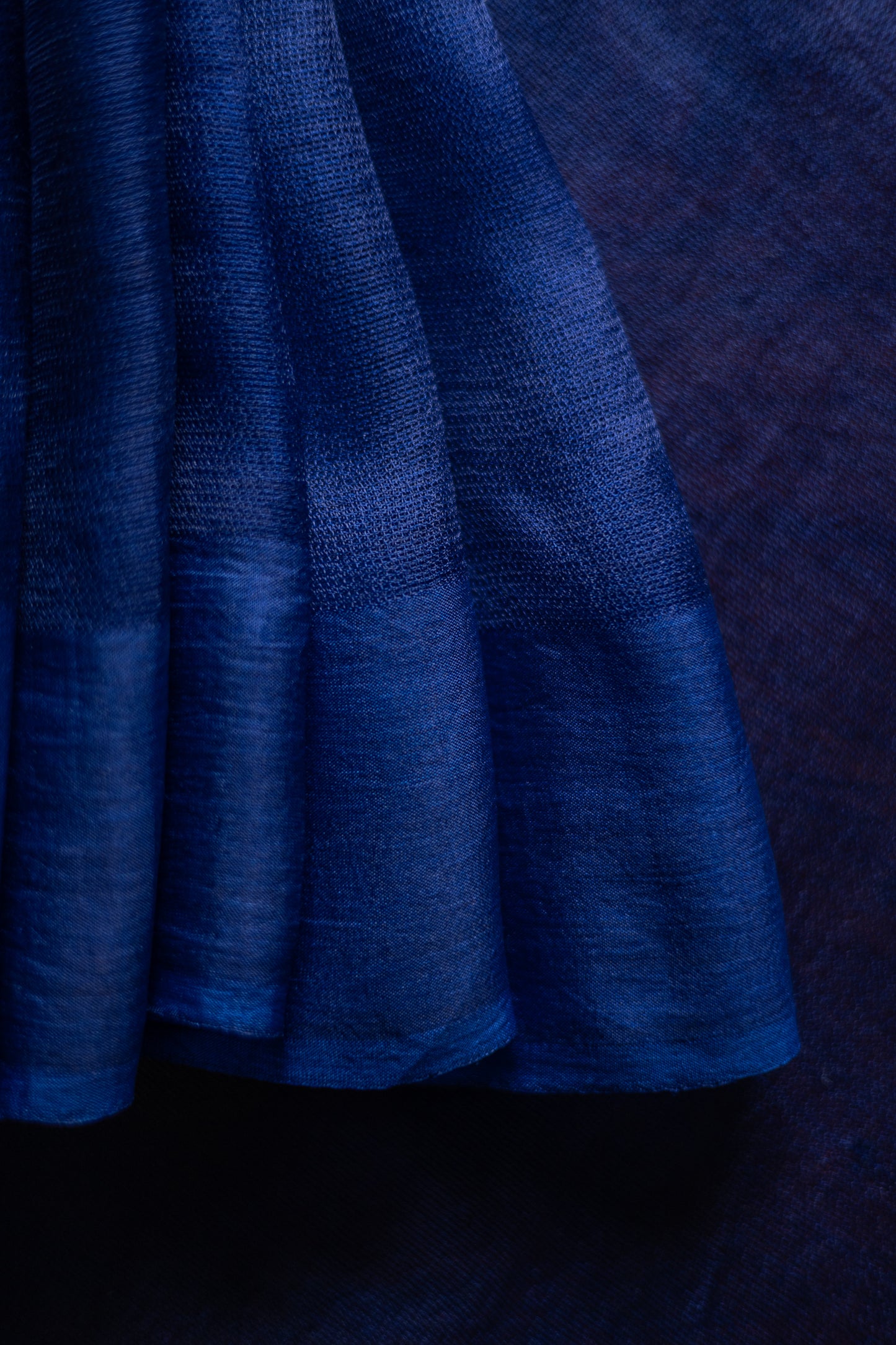 Dark Blue Leno Cotton with Black Organza Pallu Saree