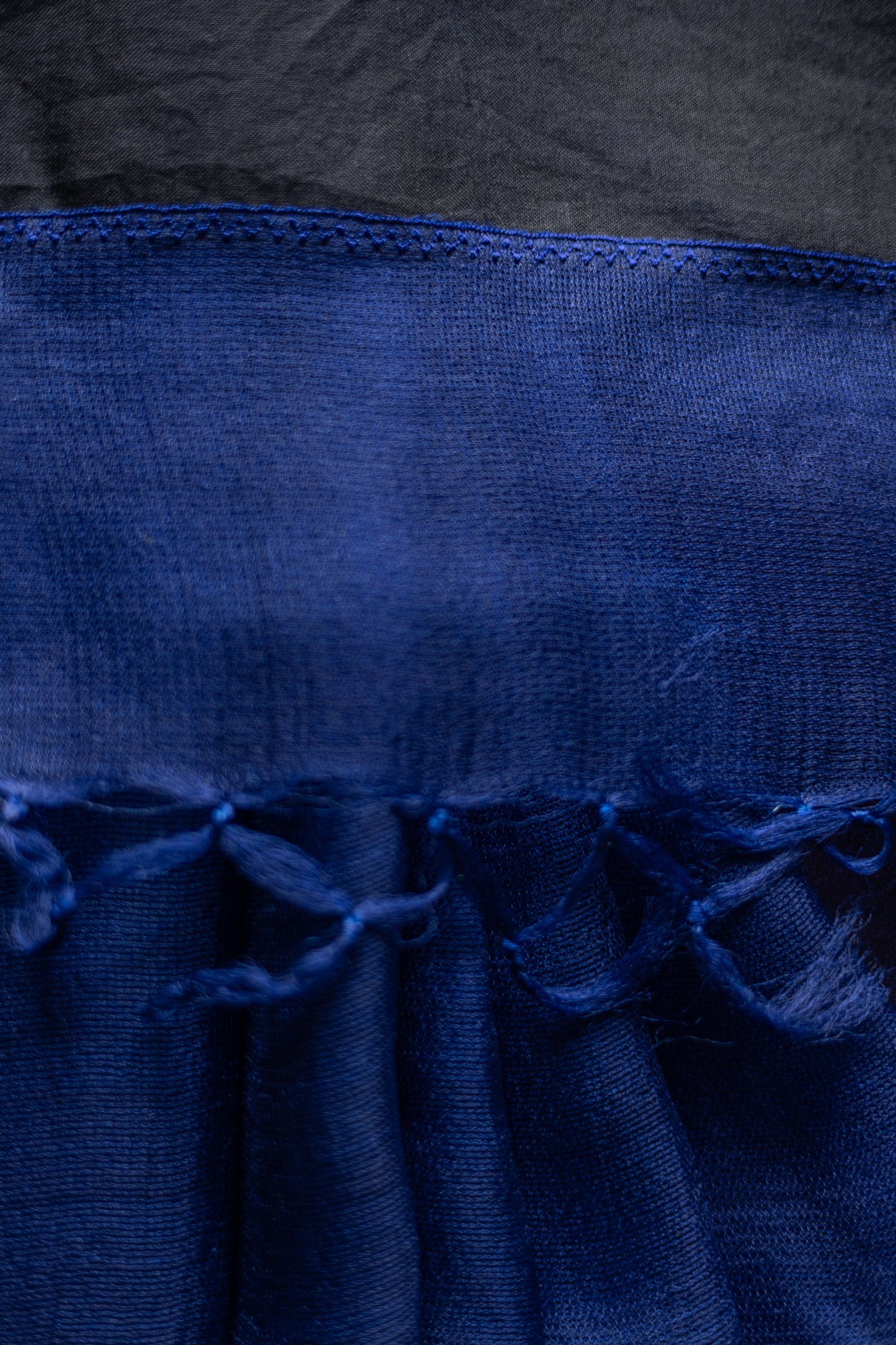 Dark Blue Leno Cotton with Black Organza Pallu Saree