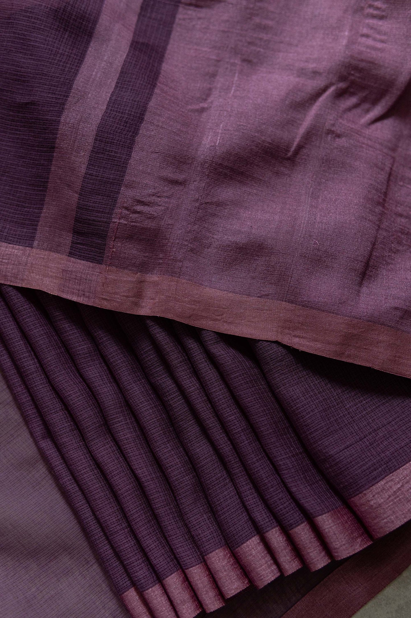 Purple Plain Kuchi Checks Kota Cotton Saree