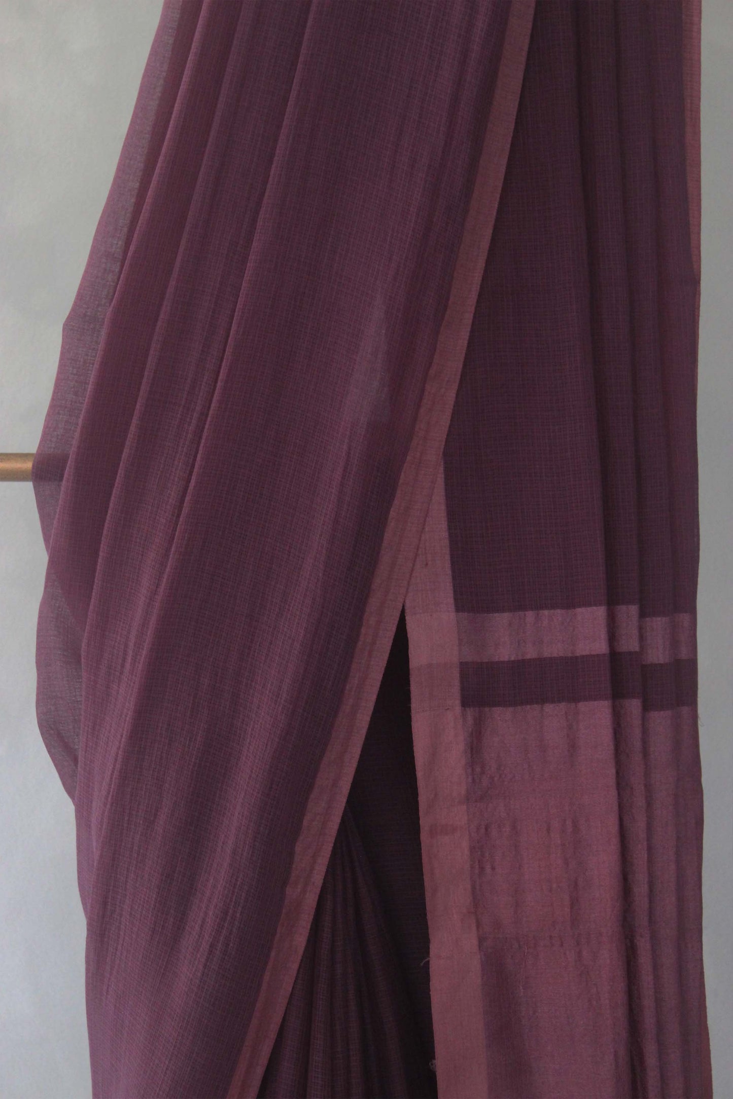 Purple Plain Kuchi Checks Kota Cotton Saree