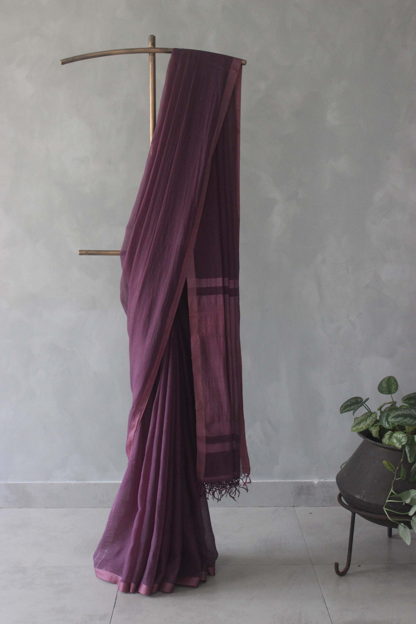 Purple Plain Kuchi Checks Kota Cotton Saree