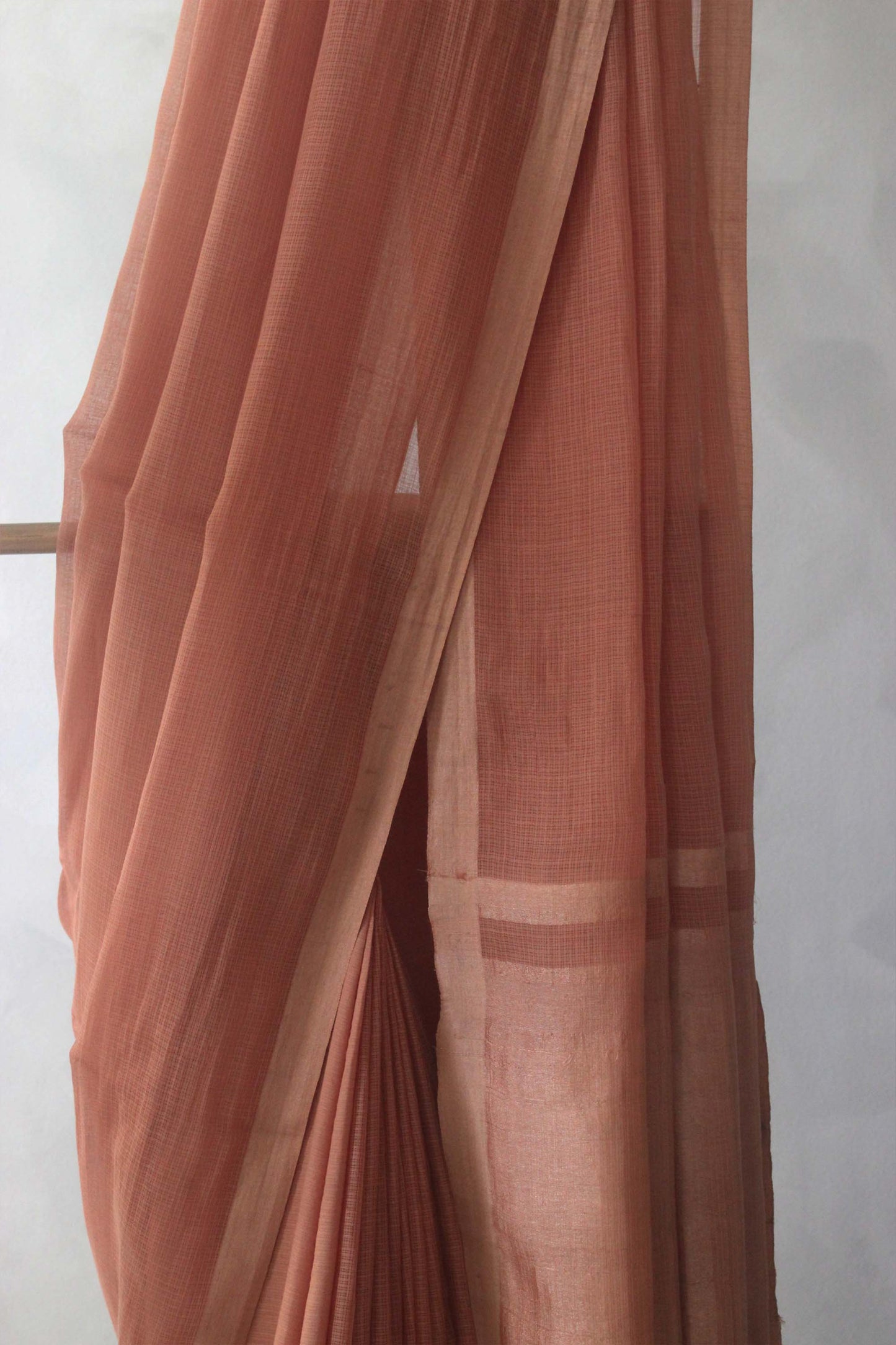 Light Brown Plain Kuchi Checks Kota cotton saree