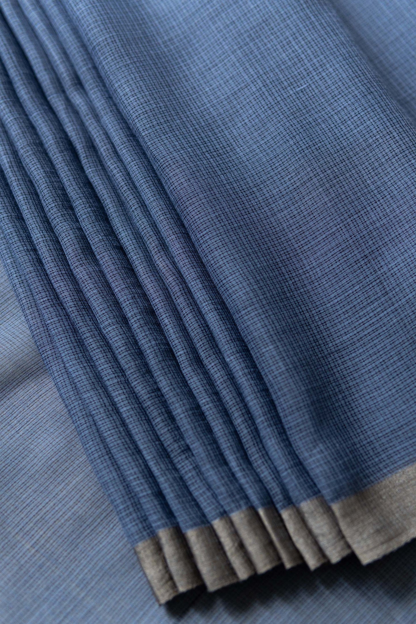 Violet Blue Plain Kuchi Checks Kota Cotton Saree