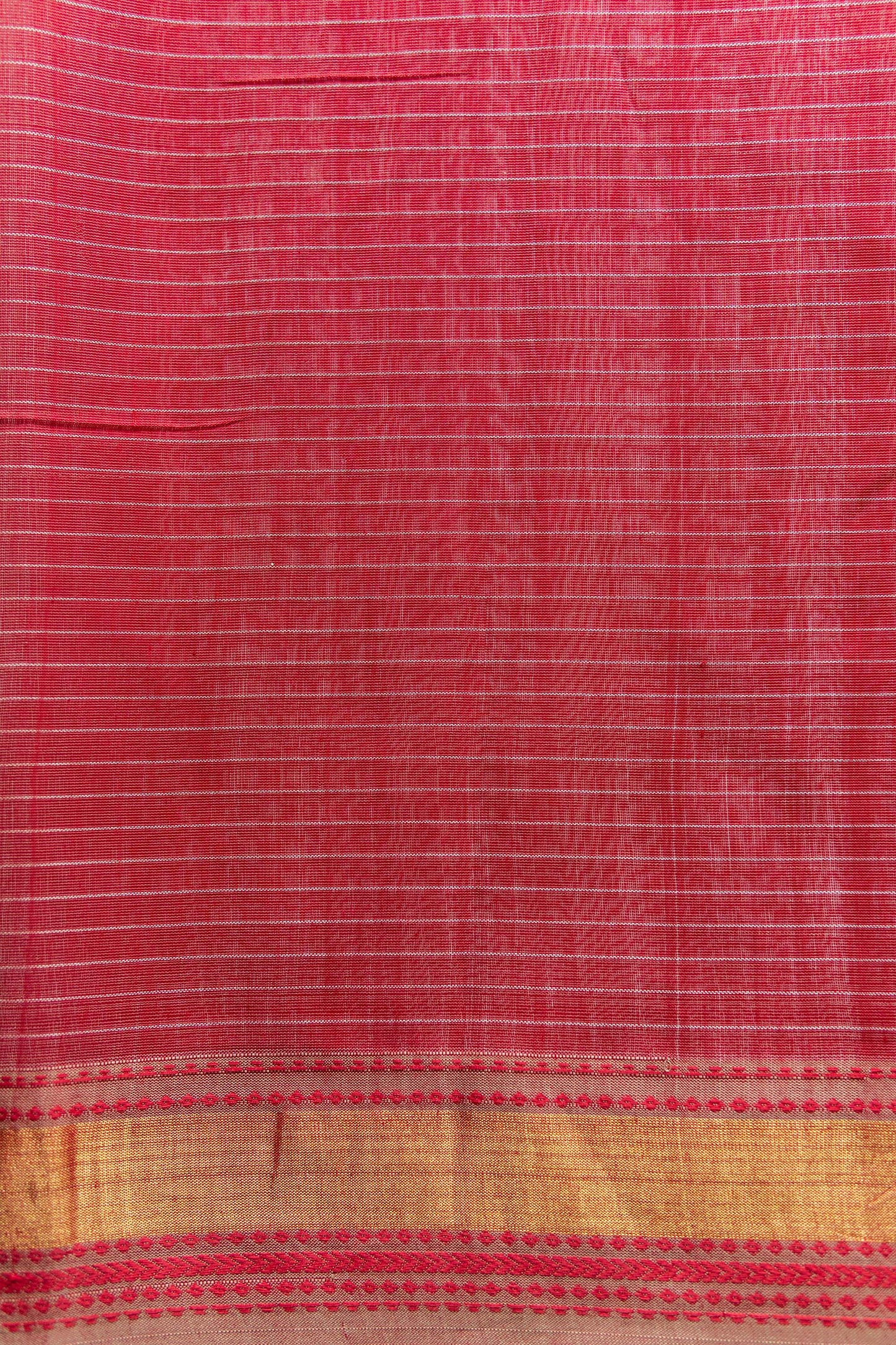 Light brown striped body with Multi colour border silk cotton saree