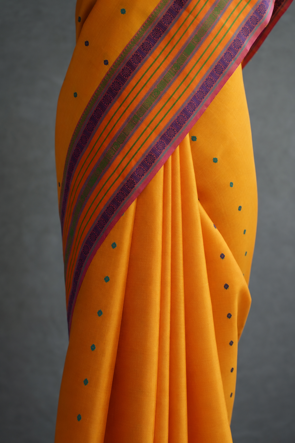 Mango Yellow Kanjivaram Silk with Multicolour Thread Work Border Saree
