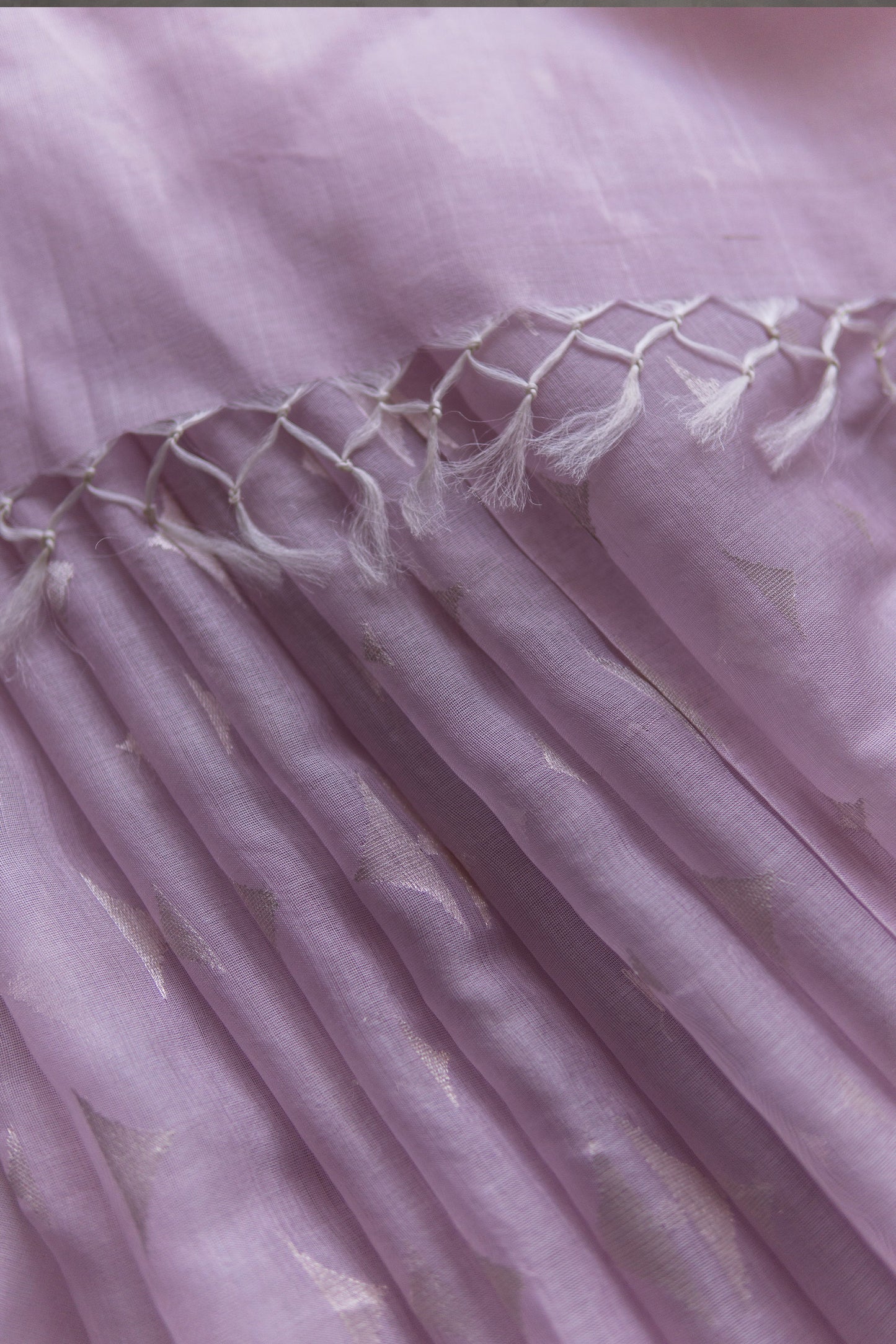 Lilac Pink Silk Cotton with All Over Triangle Motif Saree