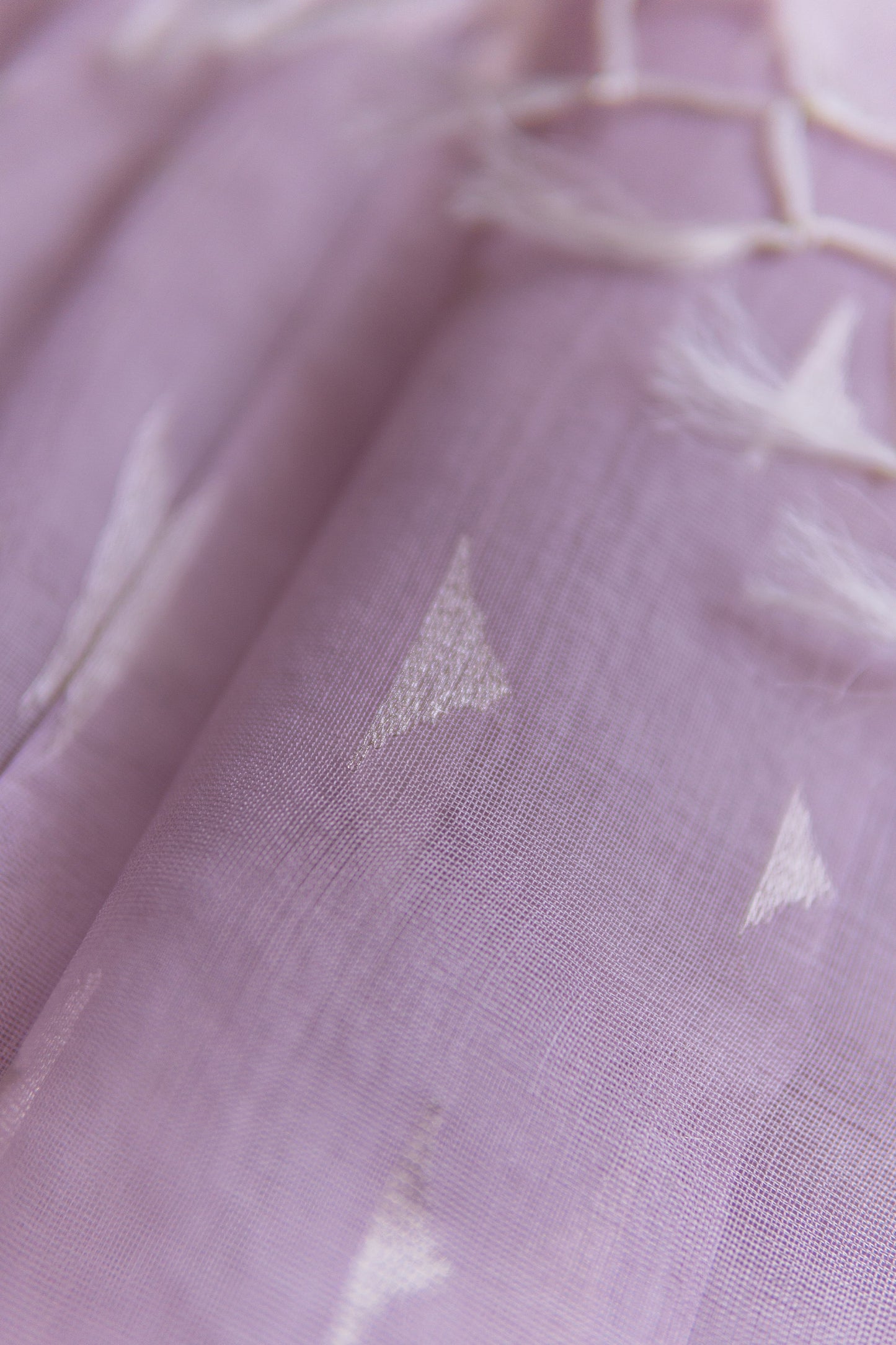 Lilac Pink Silk Cotton with All Over Triangle Motif Saree