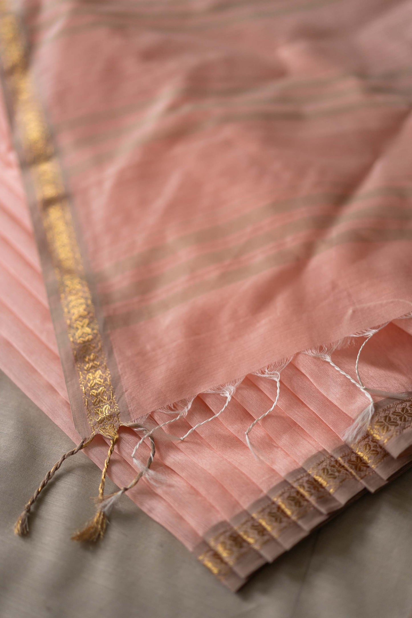 Pink Silk Cotton with Zari Dobby Border Saree