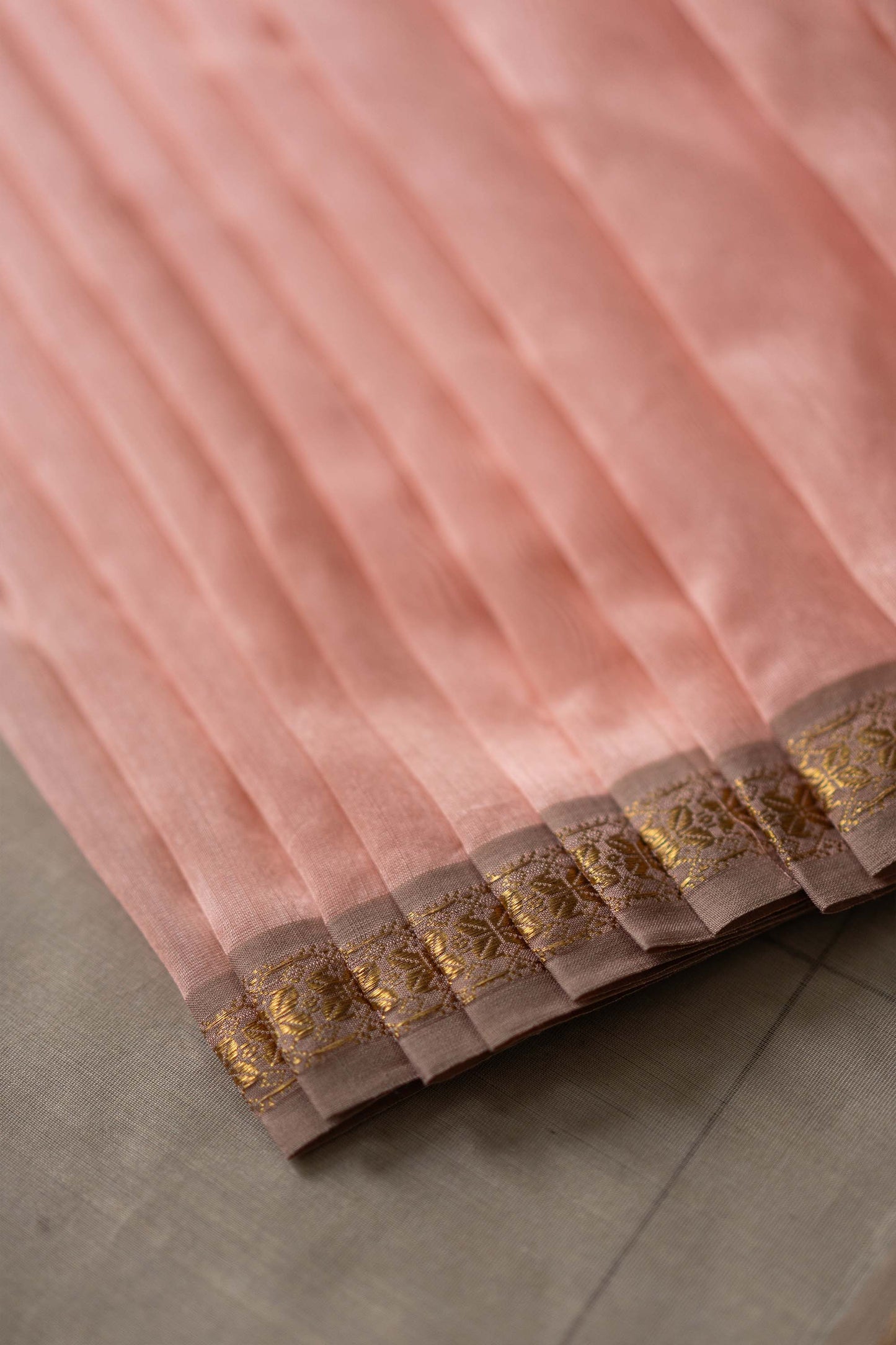 Pink Silk Cotton with Zari Dobby Border Saree