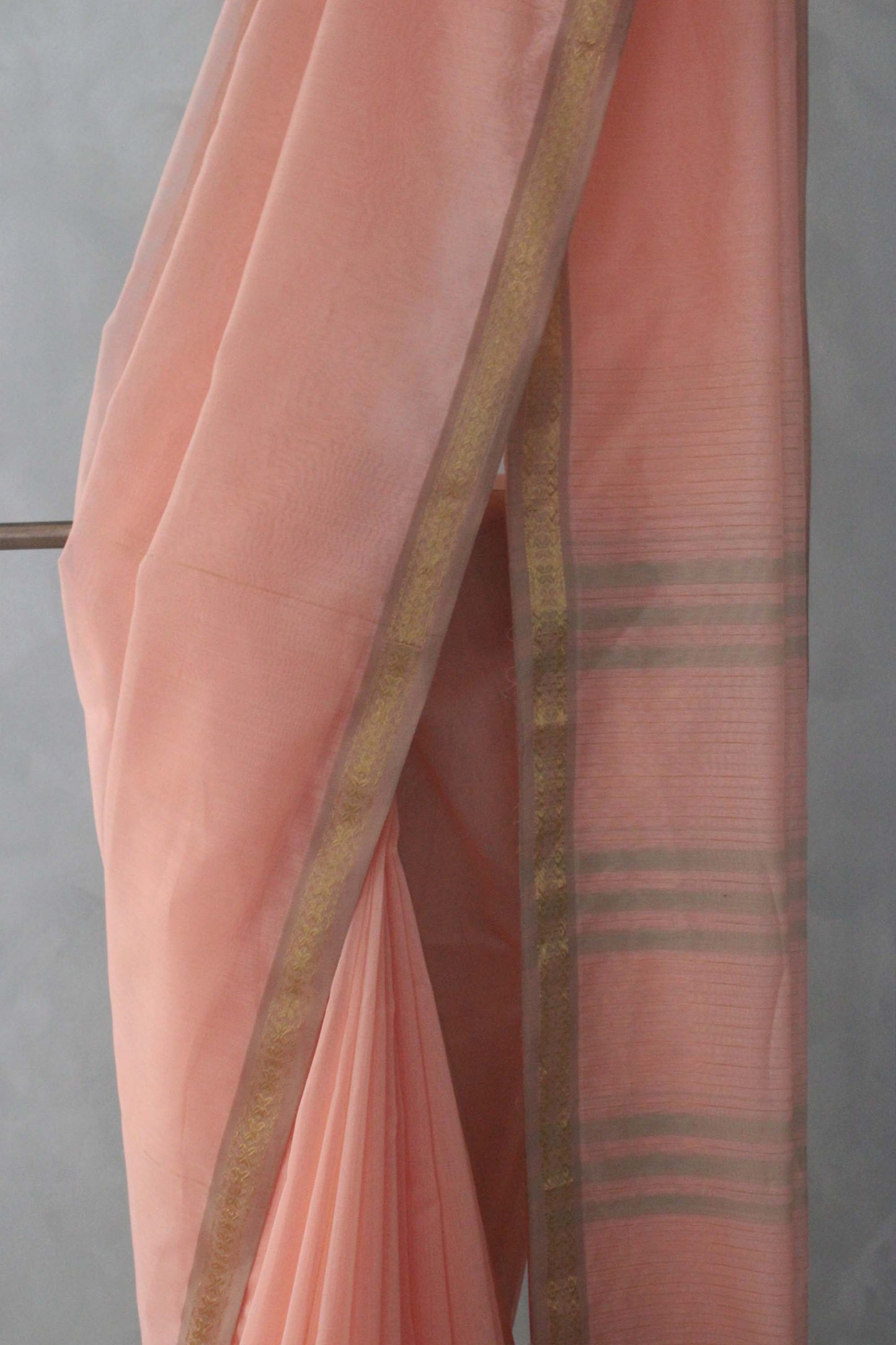 Pink Silk Cotton with Zari Dobby Border Saree