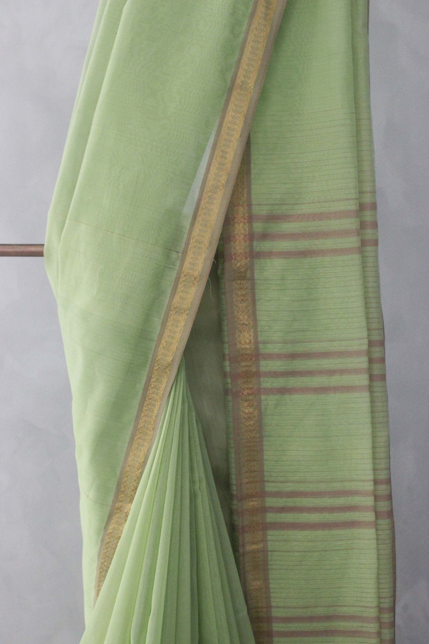 Light Green Silk Cotton with Zari Dobby Border Saree