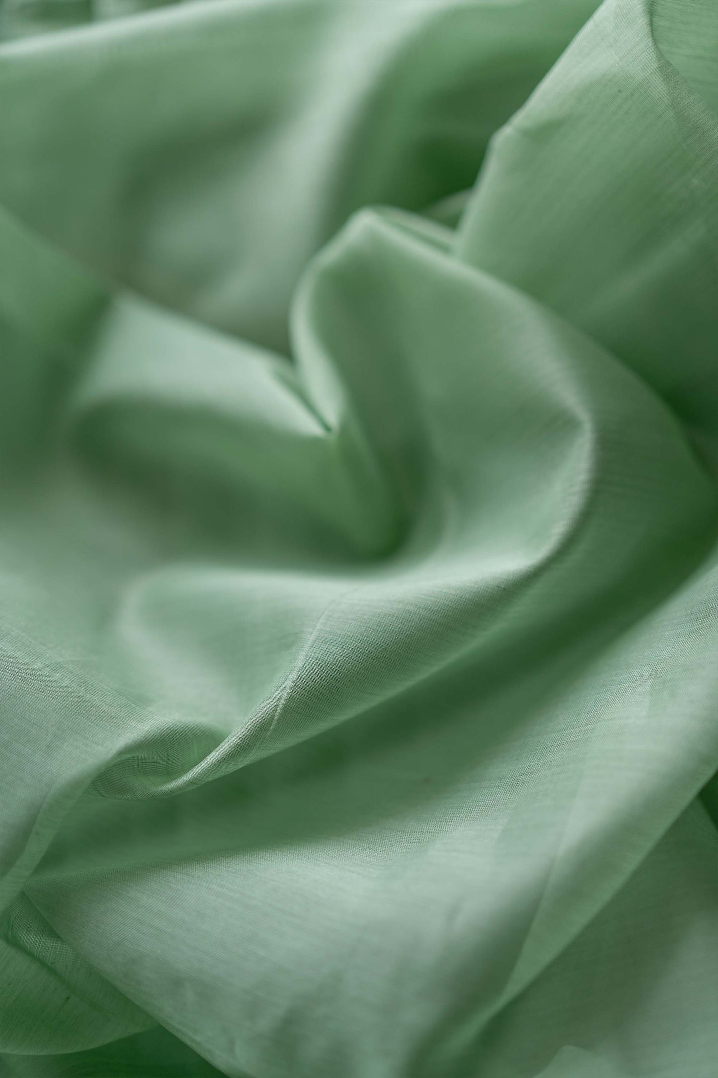 Light Green Plain Body with Gheecha Pallu Silk Cotton Saree