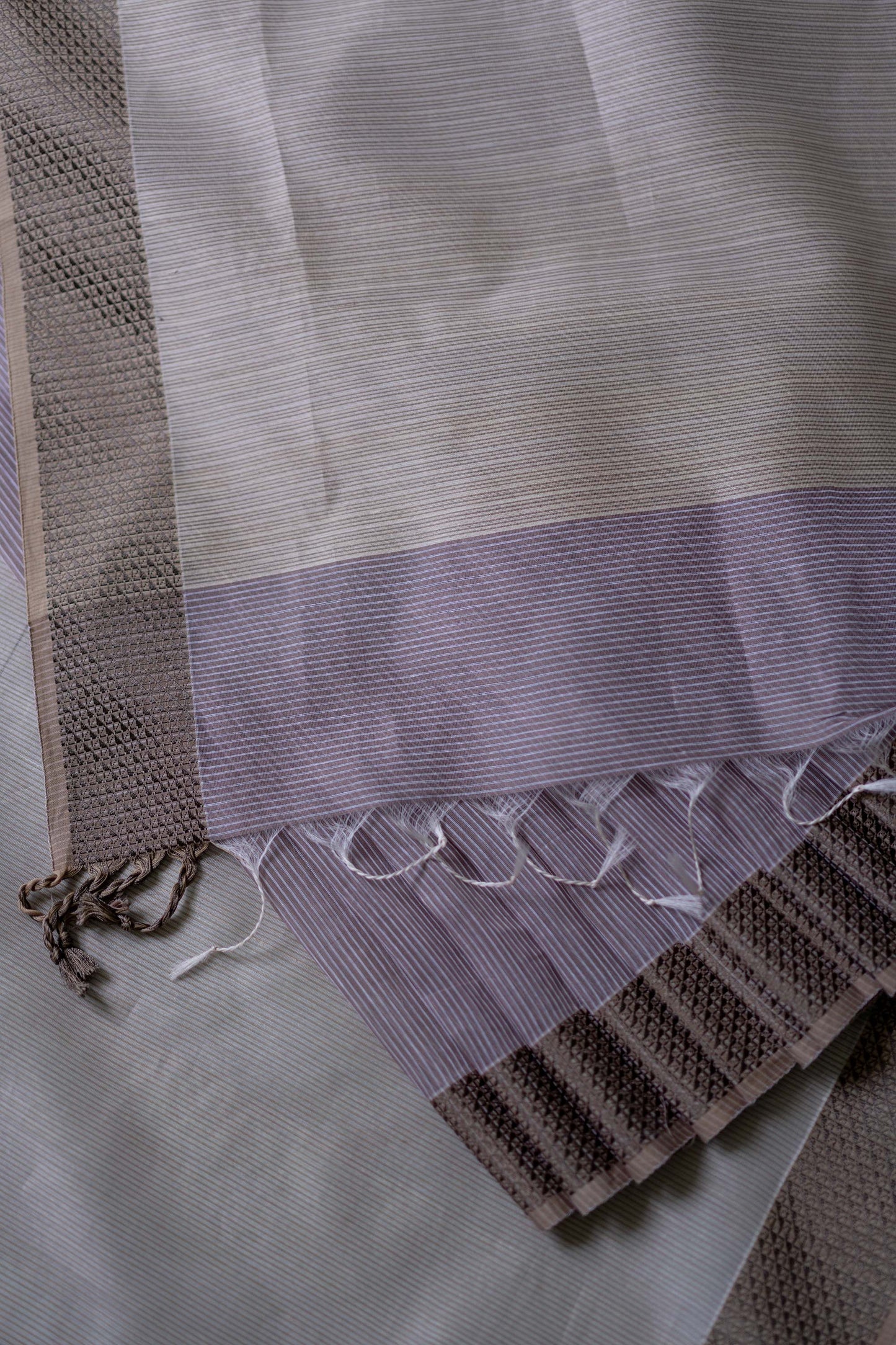 Light Purple Old Striped Body with Resham Border Silk Cotton Saree