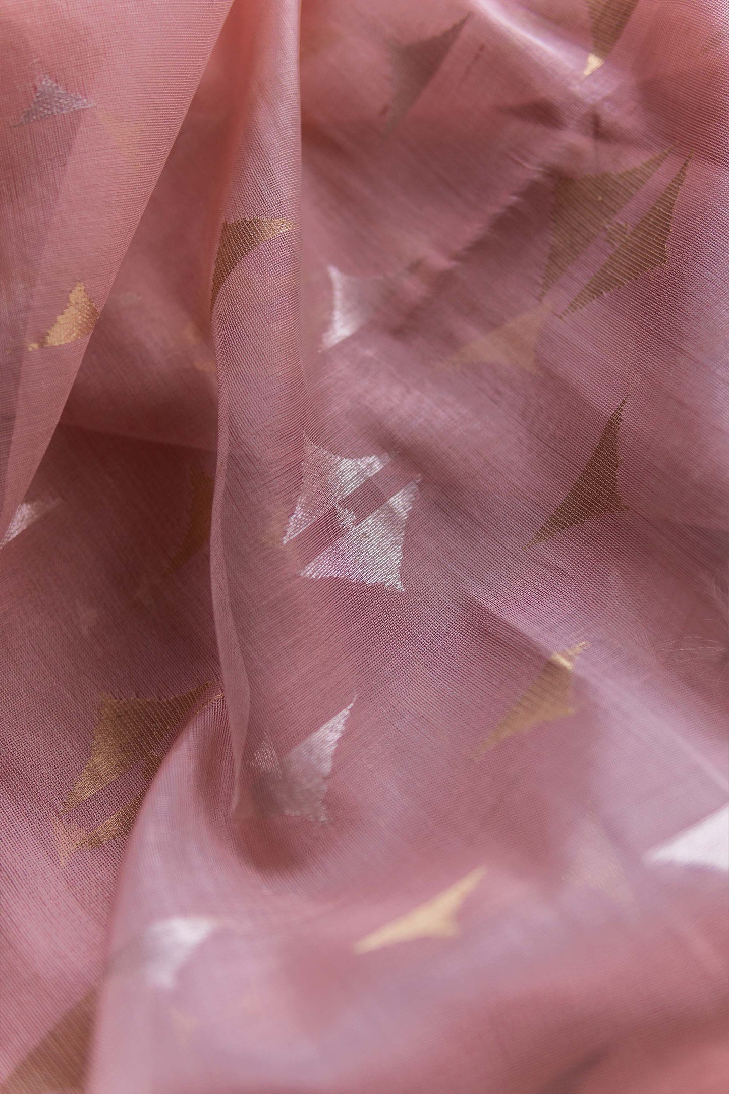 Peach Silk with Mercerised Cotton and All Over Triangle Motif