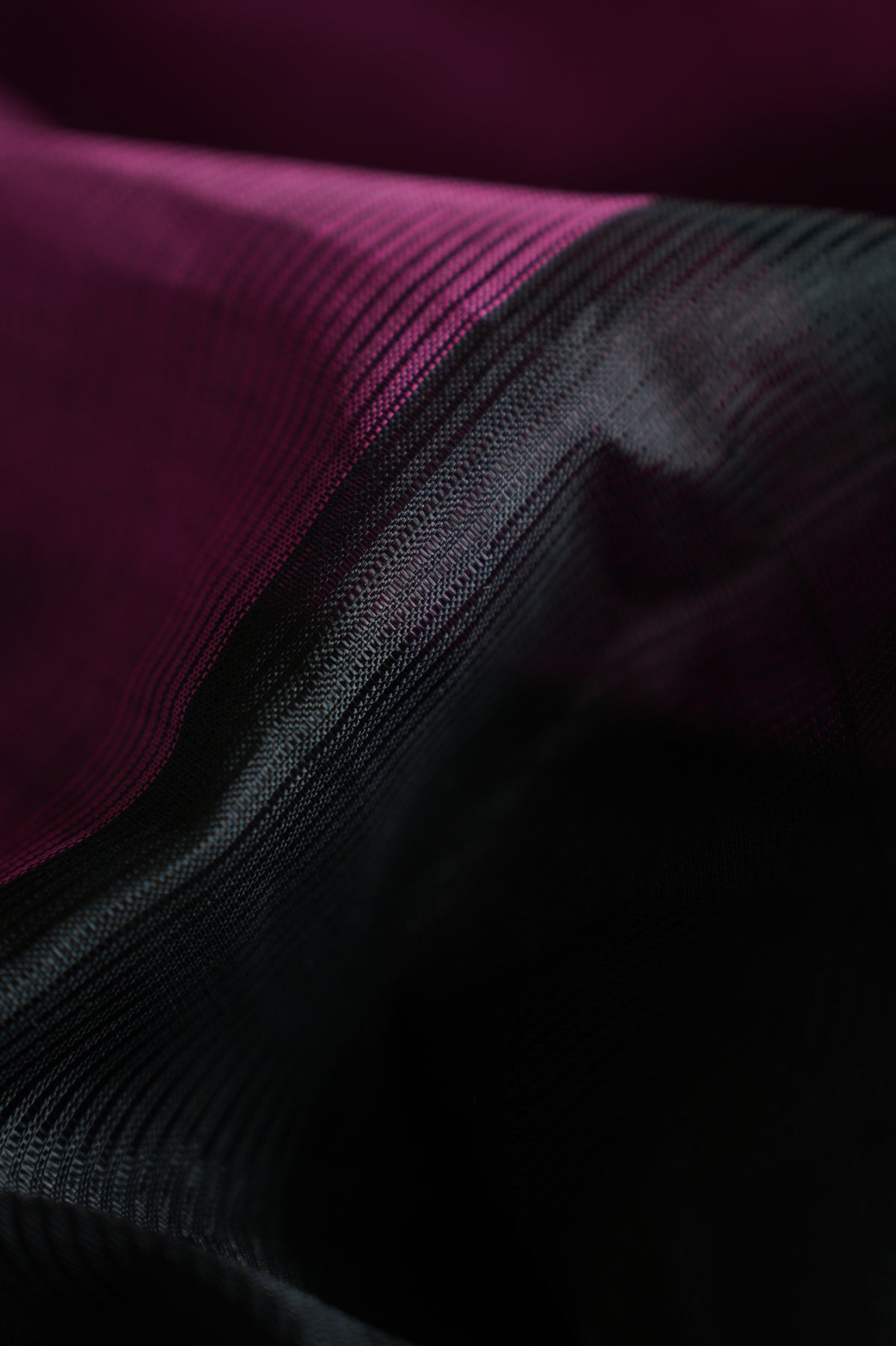 Black with Rani Pink Border Mangalagiri Silk Cotton Saree