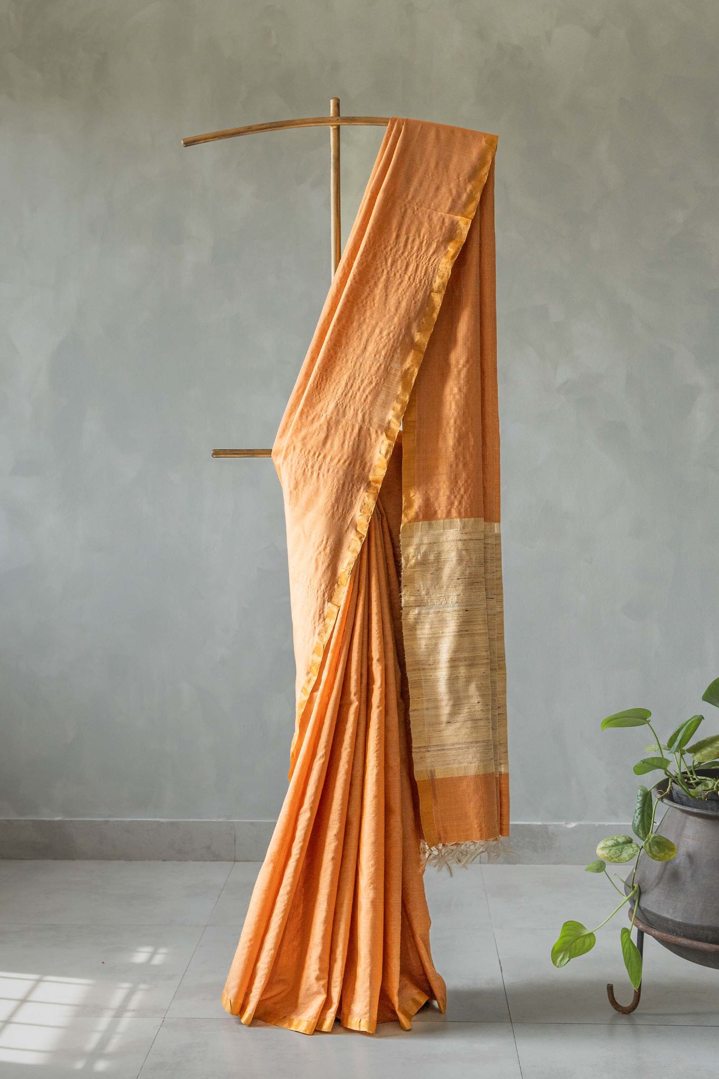 Copper Tussar Moonga with Gheecha Pallu Saree