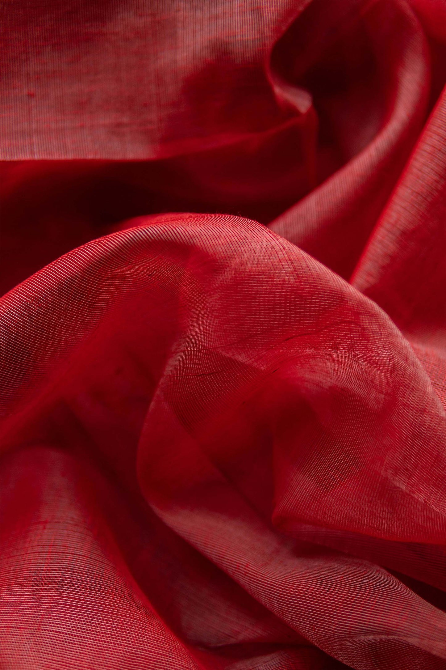 Red Silk Khadi with Zari Border Stripes Pallu Saree