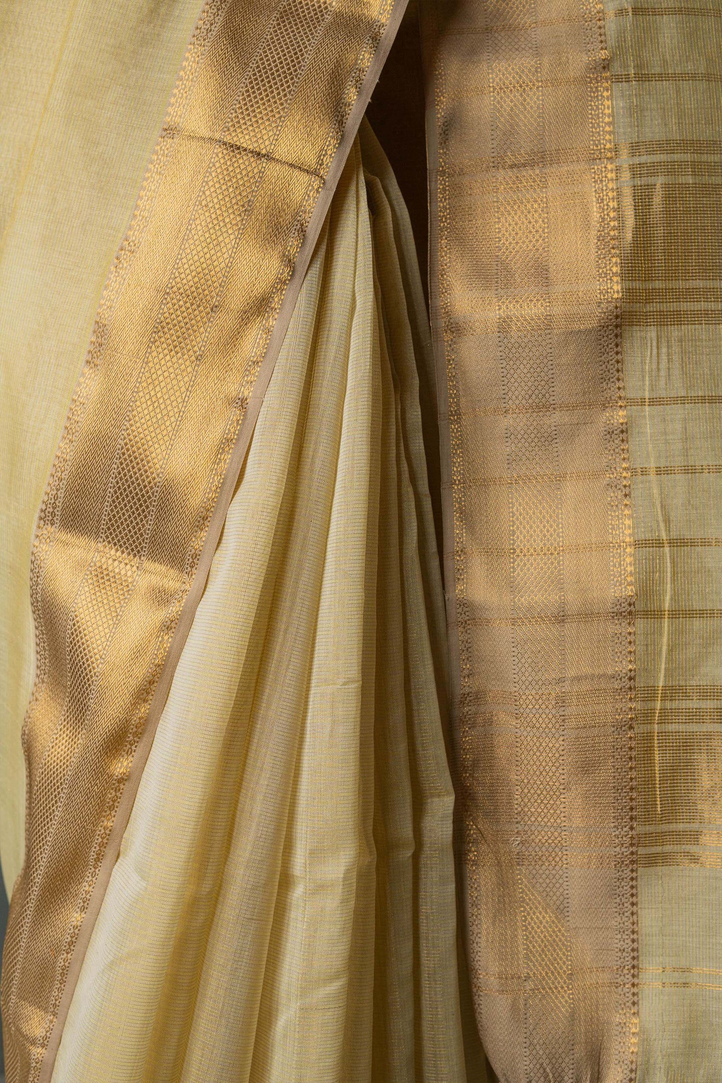 Lemon Yellow Silk Tissue with Dobby Border Saree