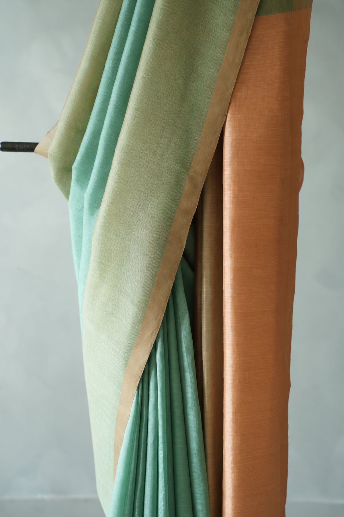 Seafoam Green with Beige Border Mangalagiri Silk Cotton Saree