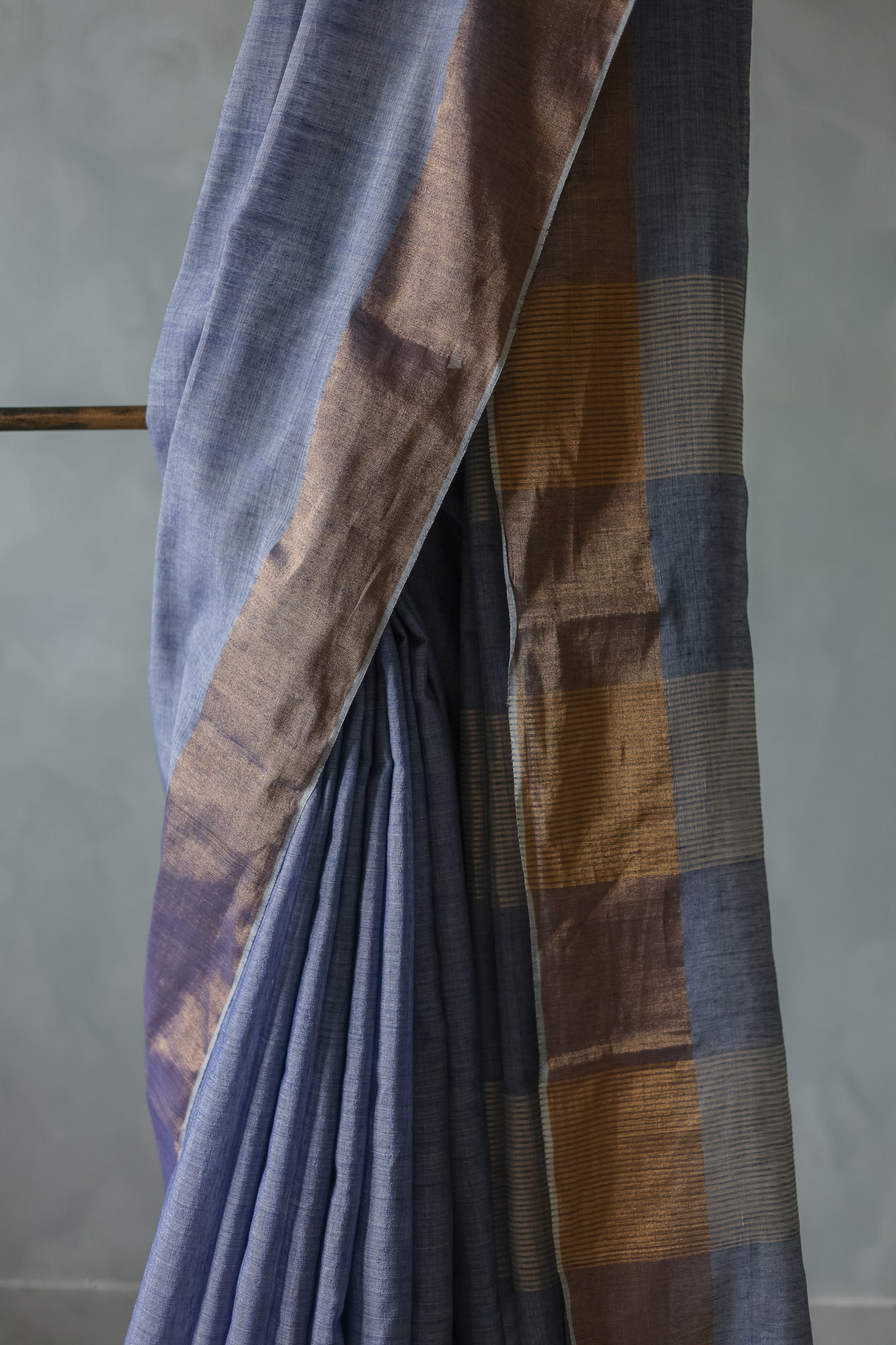 Light Violet Khadi Plain Body with Zari Border Saree