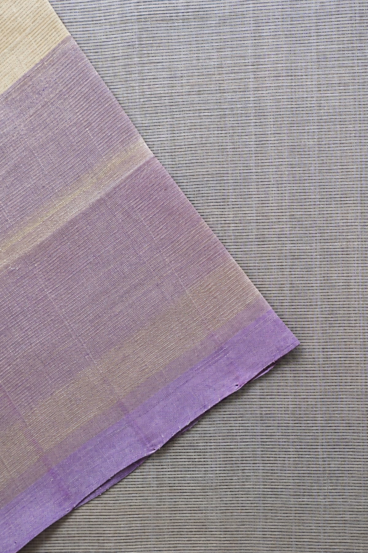 Soft Butter Yellow with Lavender Border Mangalagiri Silk Cotton Saree