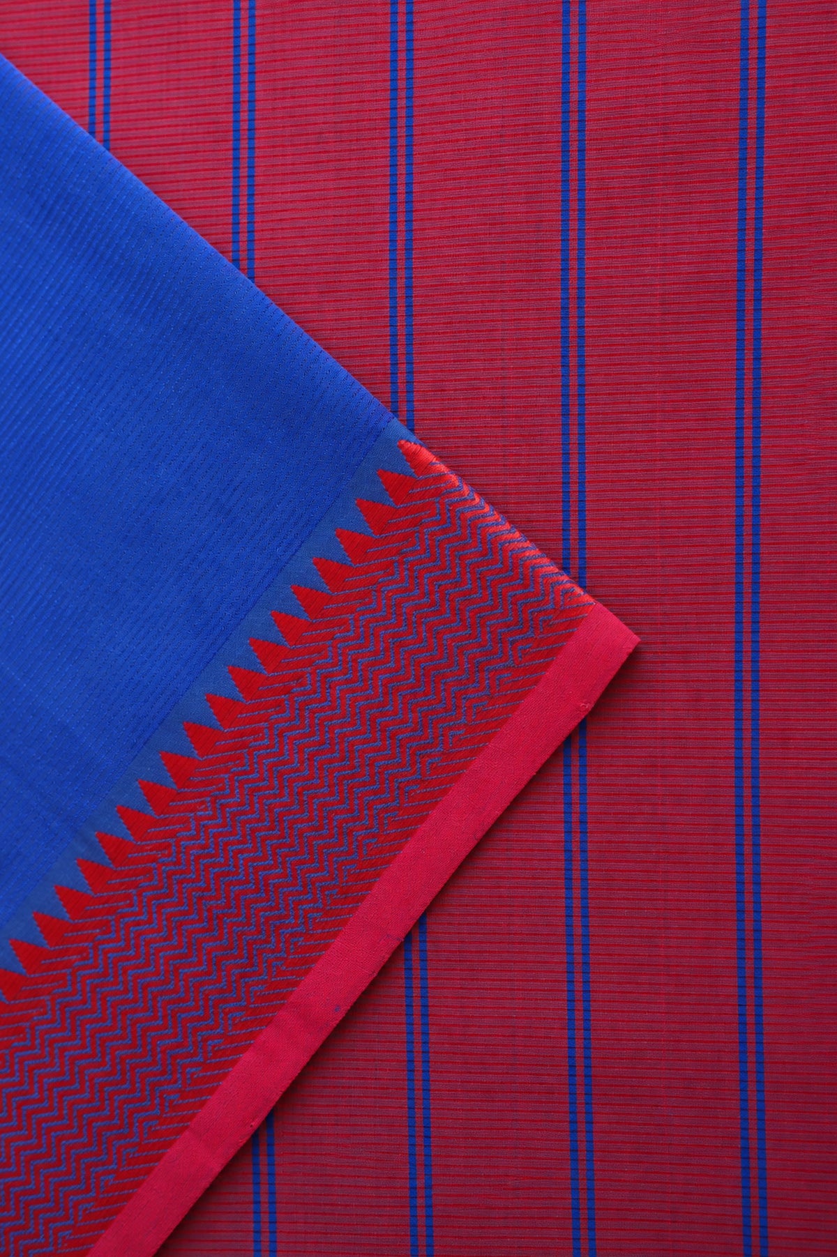 Royal Blue with Rani Pink Border Mangalagiri Silk Cotton Saree