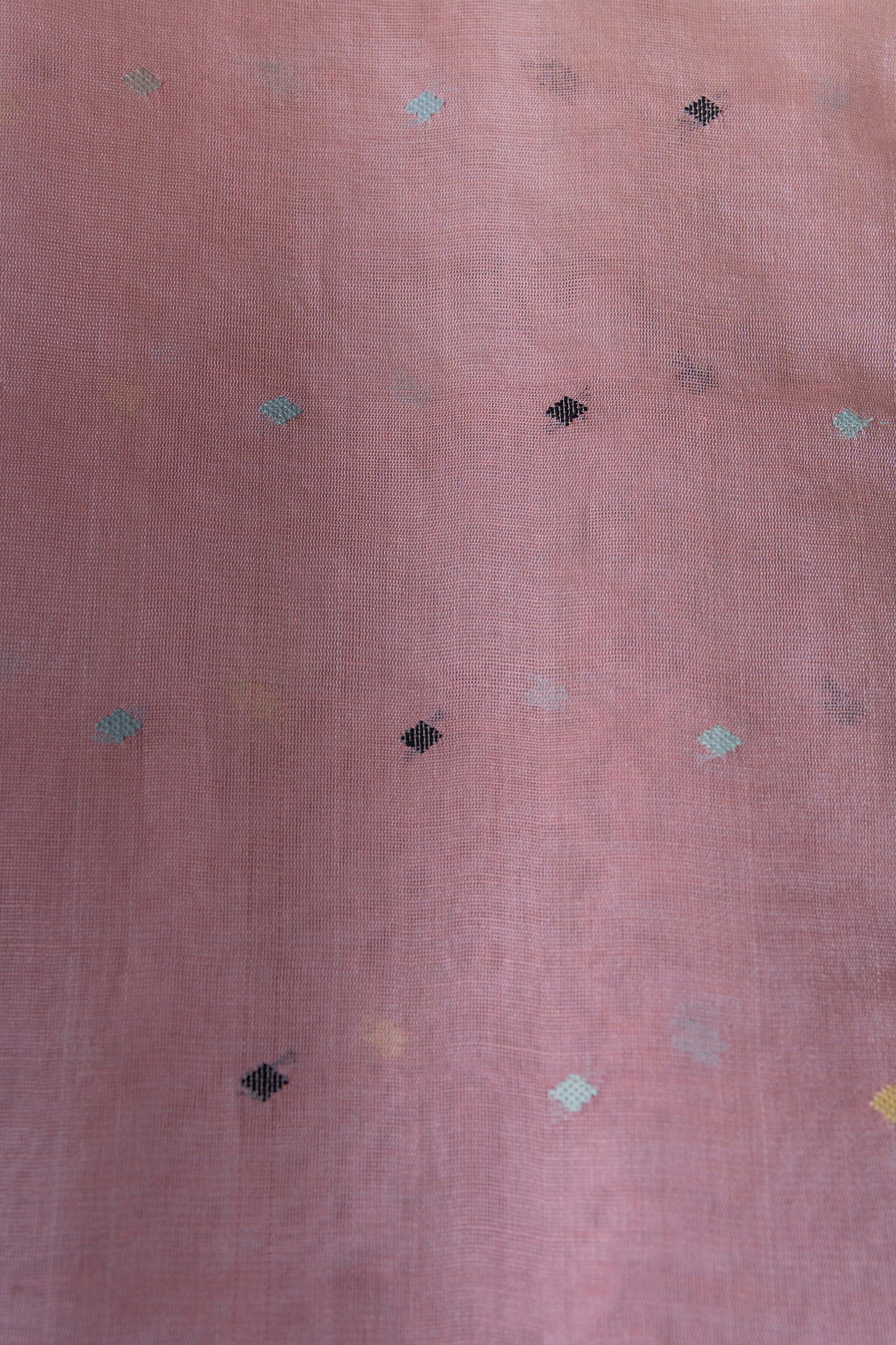 Light Pink Mercerised Cotton and Silk Dot(tikli) Motif Saree