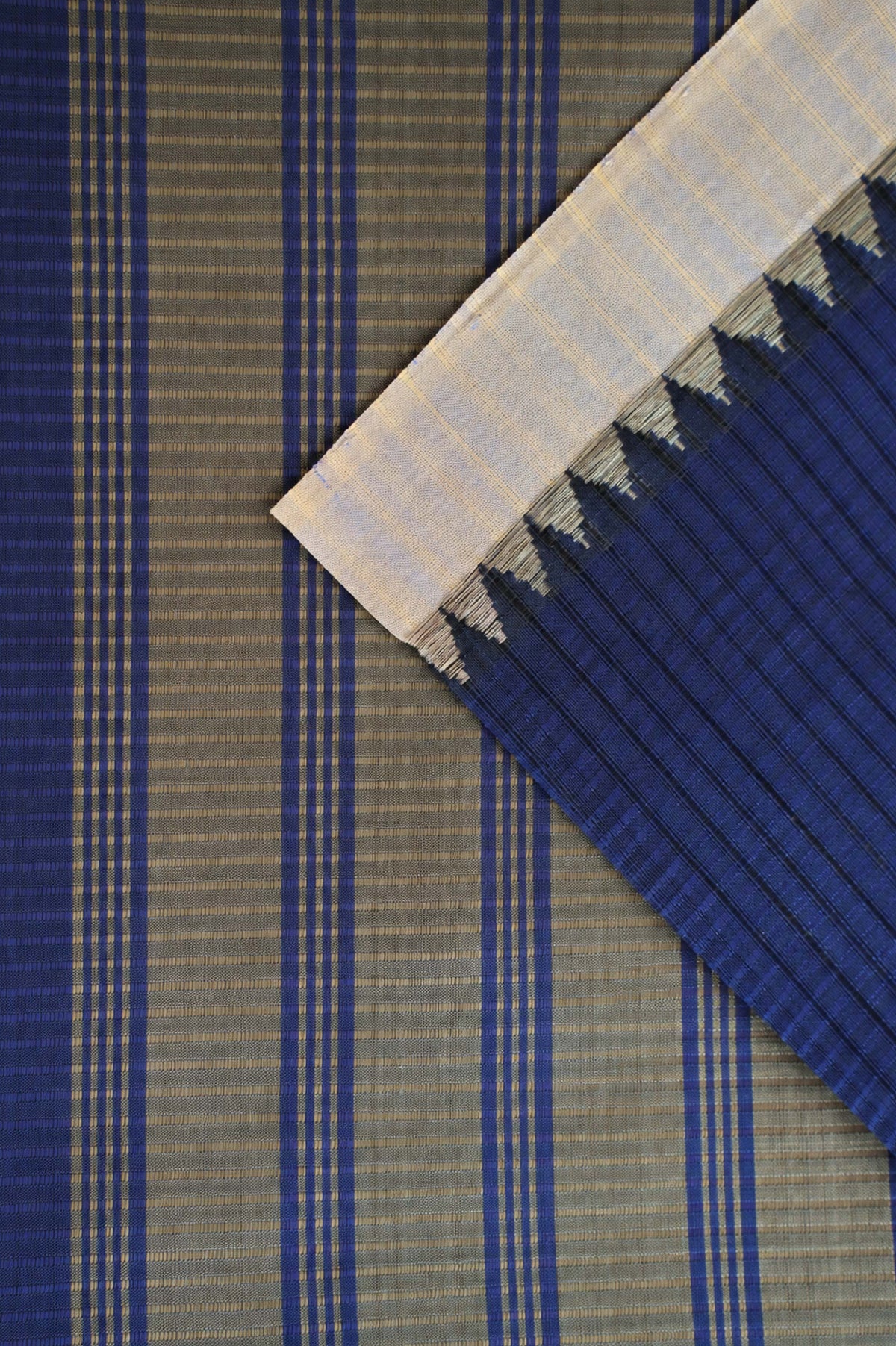 Deep Blue Mangalagiri Silk Cotton with Ivory Border Saree