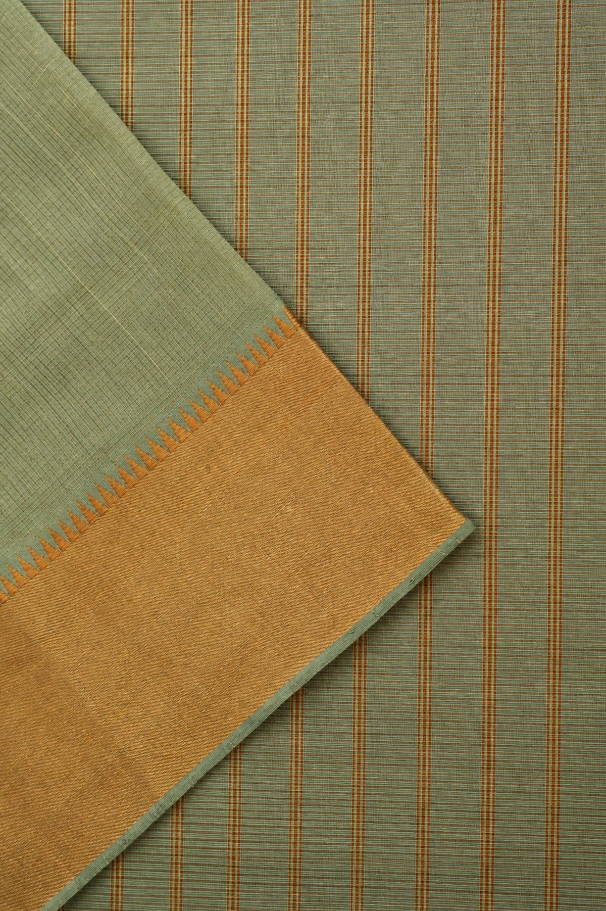 Pastel Green Mangalagiri Silk Cotton with Gold Zari Border Saree