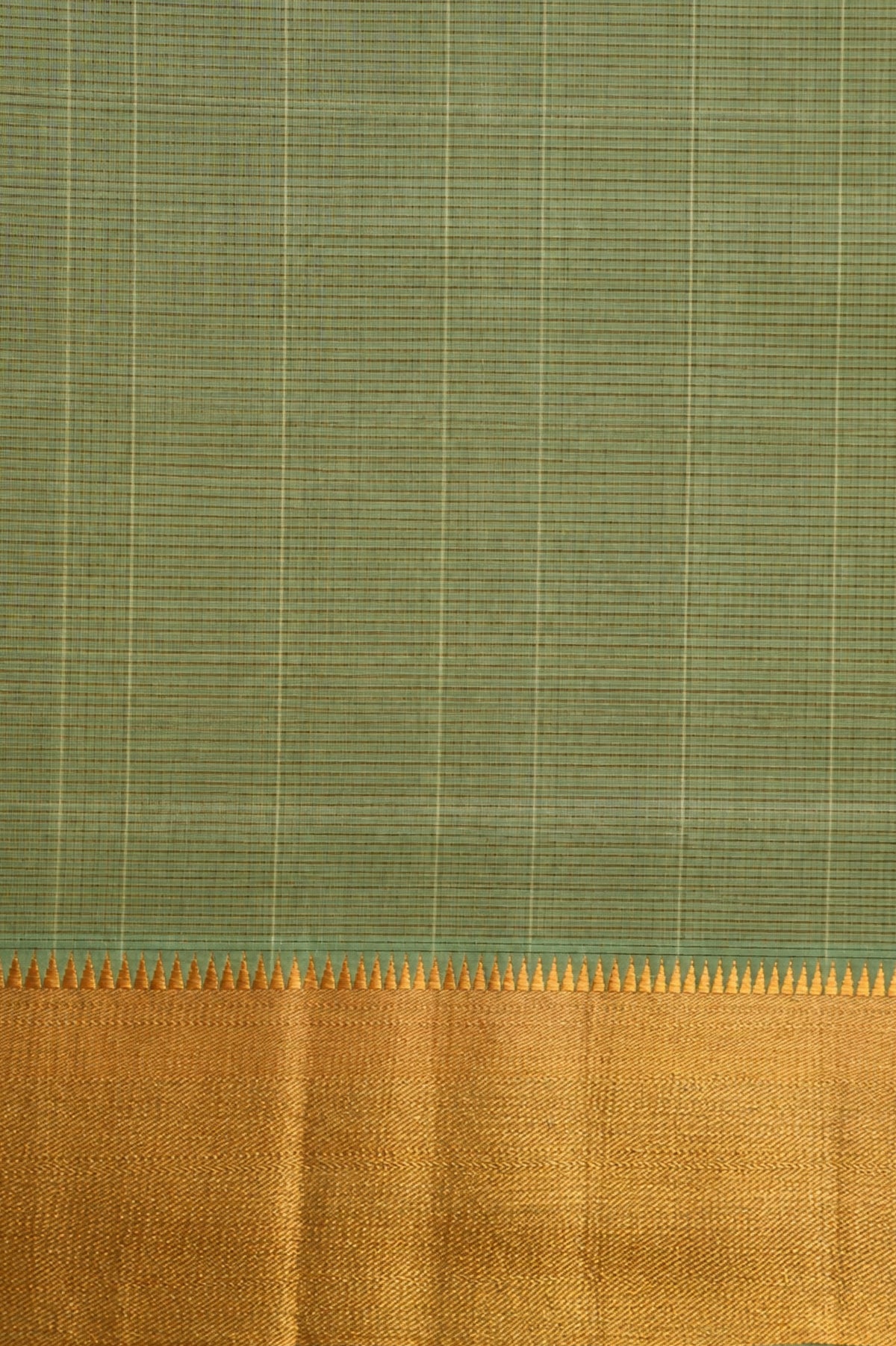 Pastel Green Mangalagiri Silk Cotton with Gold Zari Border Saree