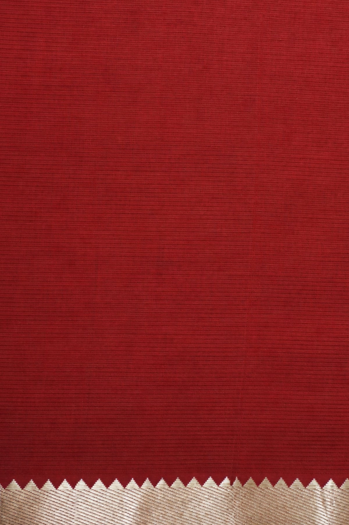 Deep Red Mangalagiri Silk Cotton with Silver Border Saree