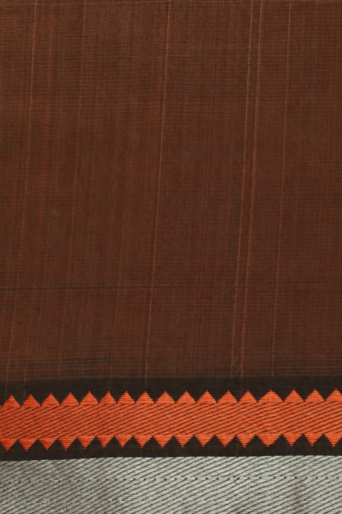 Deep Red Mangalagiri Silk Cotton with Silver and Orange Border Saree