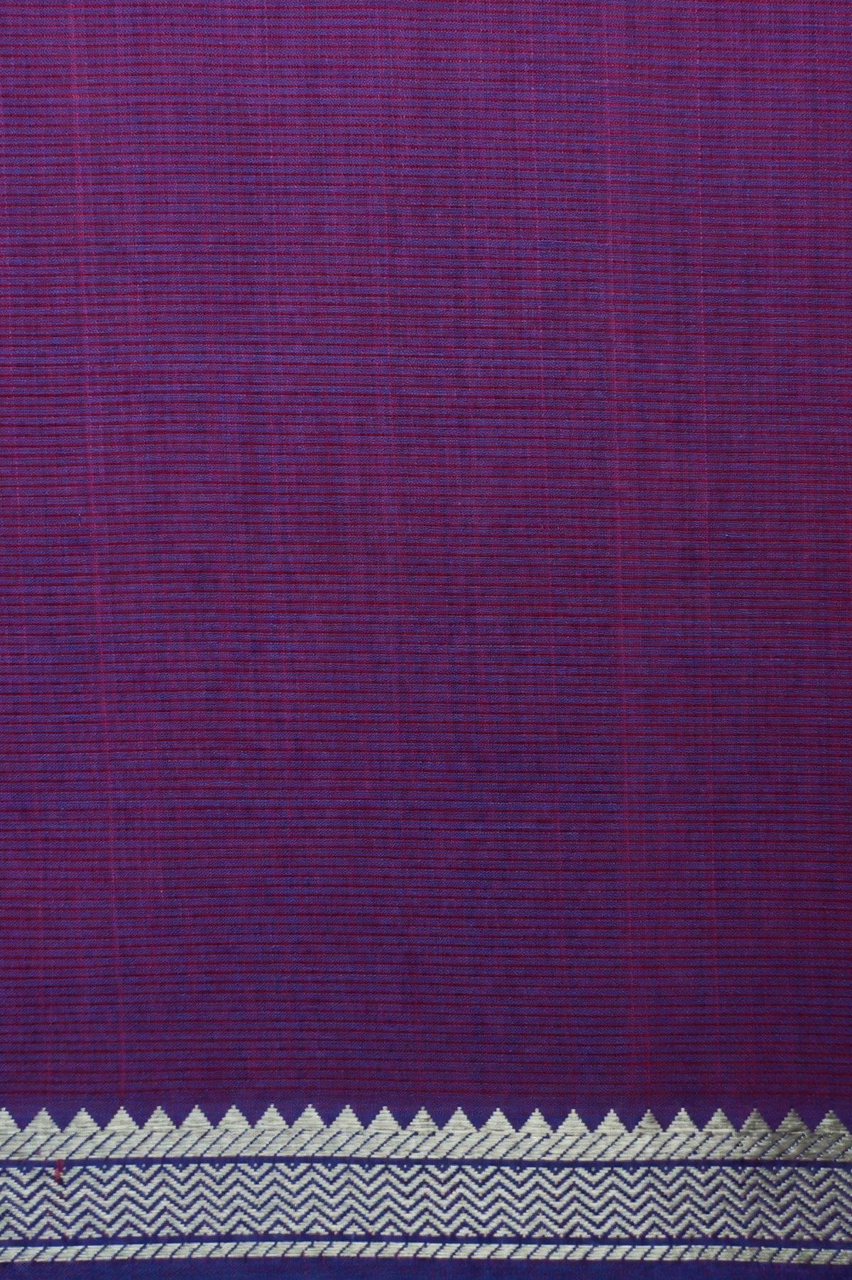 Deep Magenta with Silver & Violet Border Mangalagiri Silk Cotton Saree