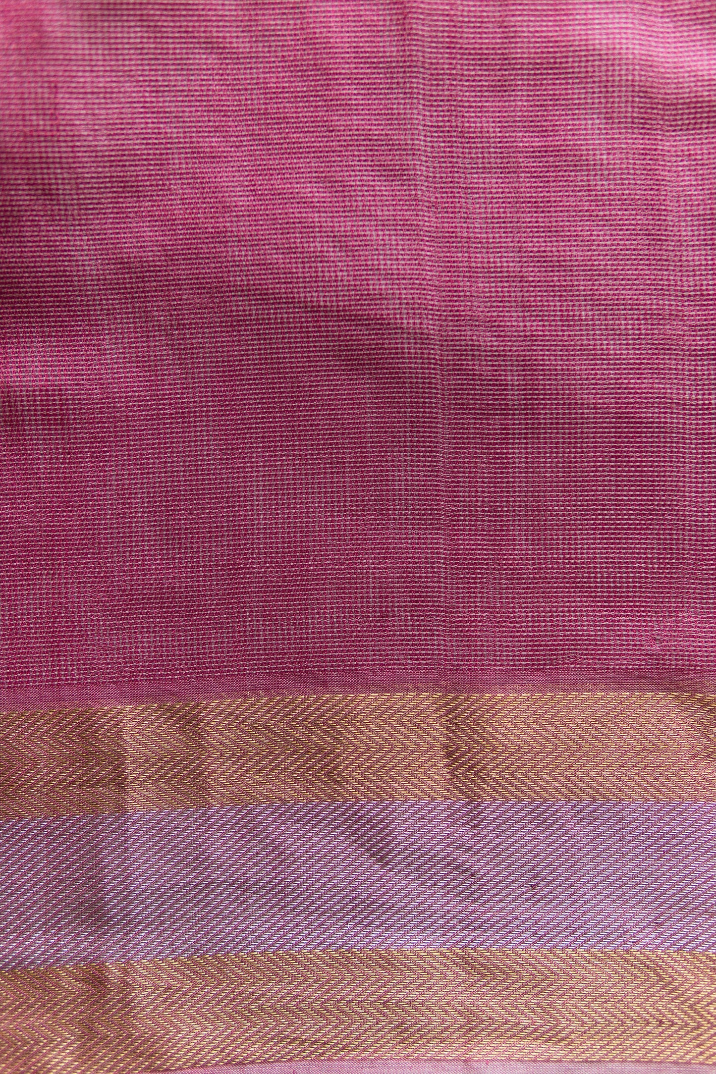 Pink Silk with Mercerised Cotton with Mock Leno Weave Saree