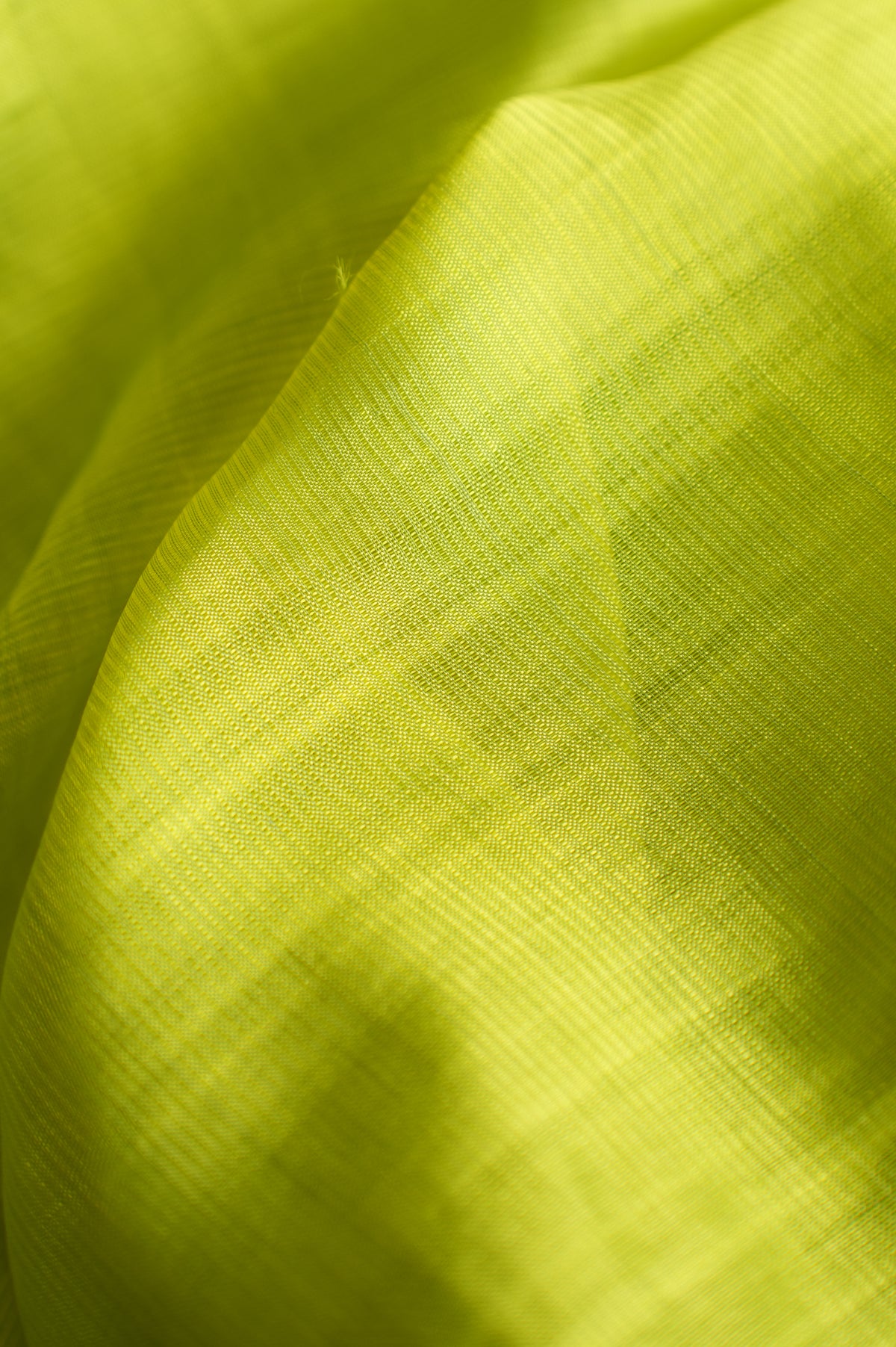 Chartreuse Yellow Green Mangalagiri Silk Cotton Saree with Silver Zari Border