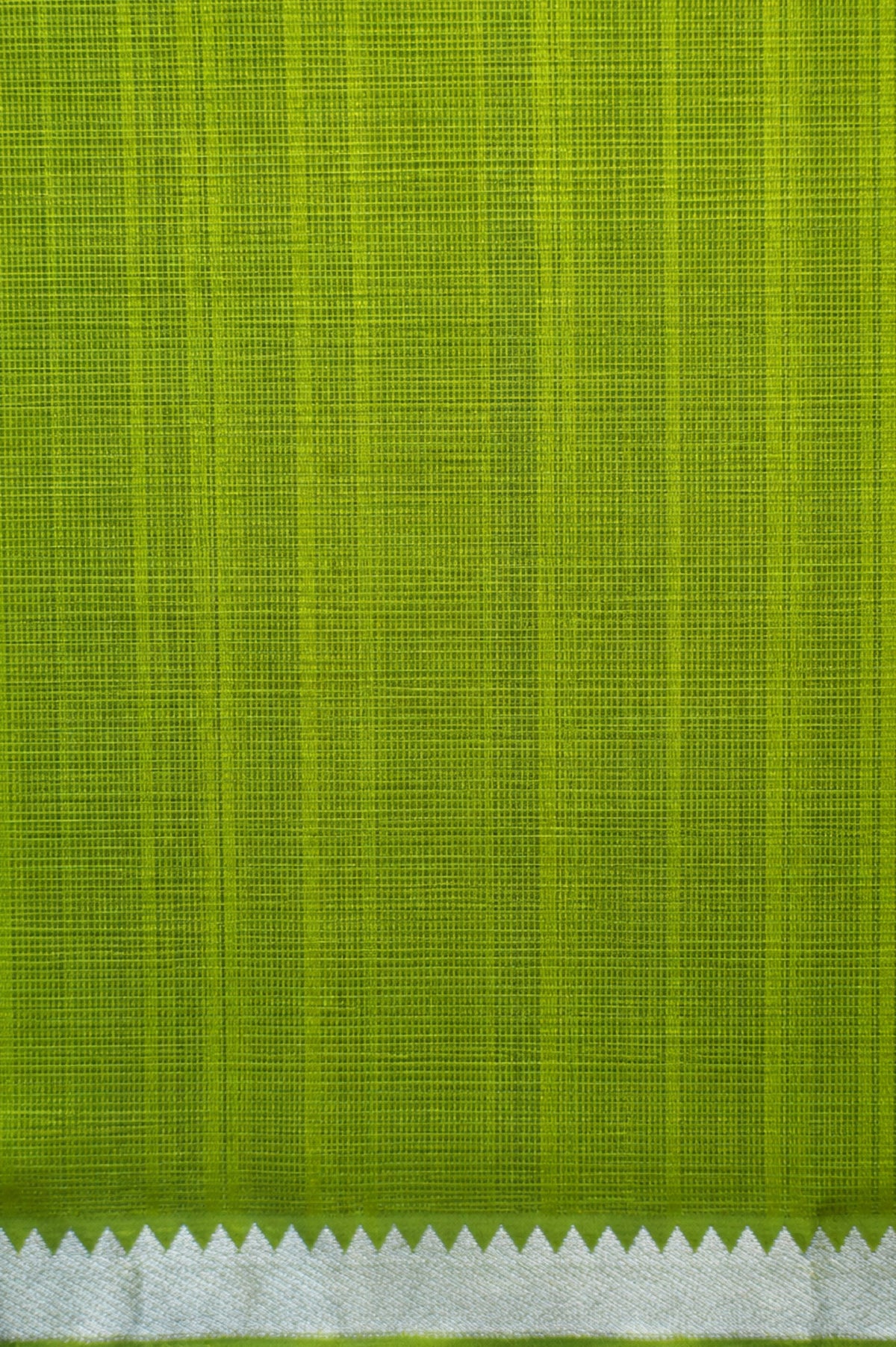 Chartreuse Yellow Green Mangalagiri Silk Cotton Saree with Silver Zari Border