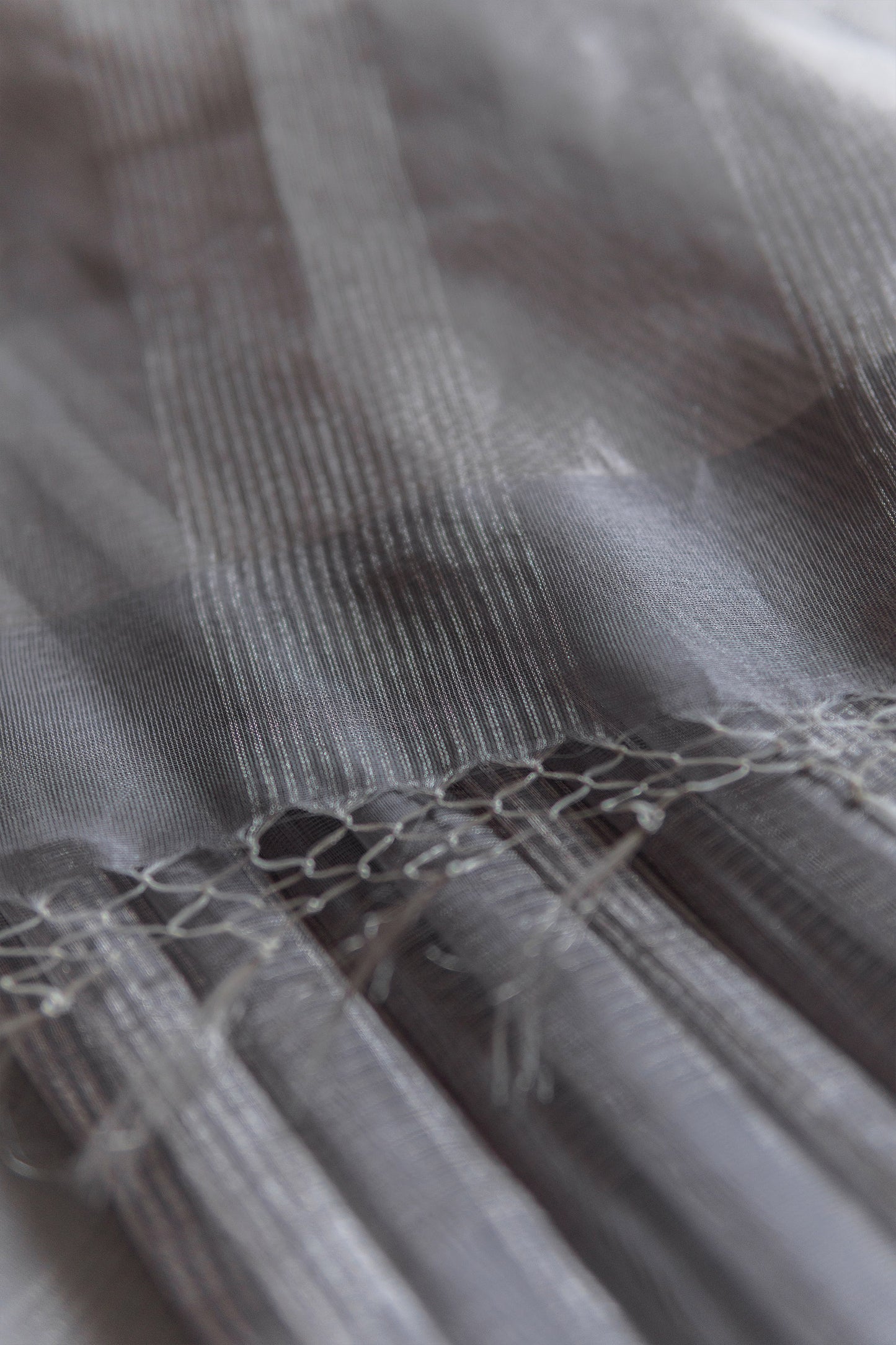 Grey Silk with Mercerised Cotton and Big Zari Checks Saree