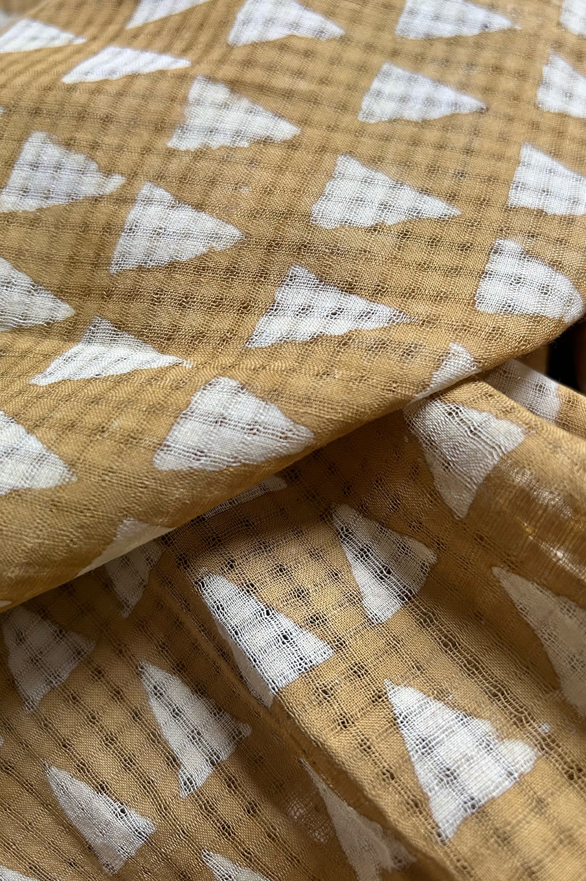 Mustard Yellow Mangalagiri Cotton Saree Featuring an All Over Dabu Print with Black Border
