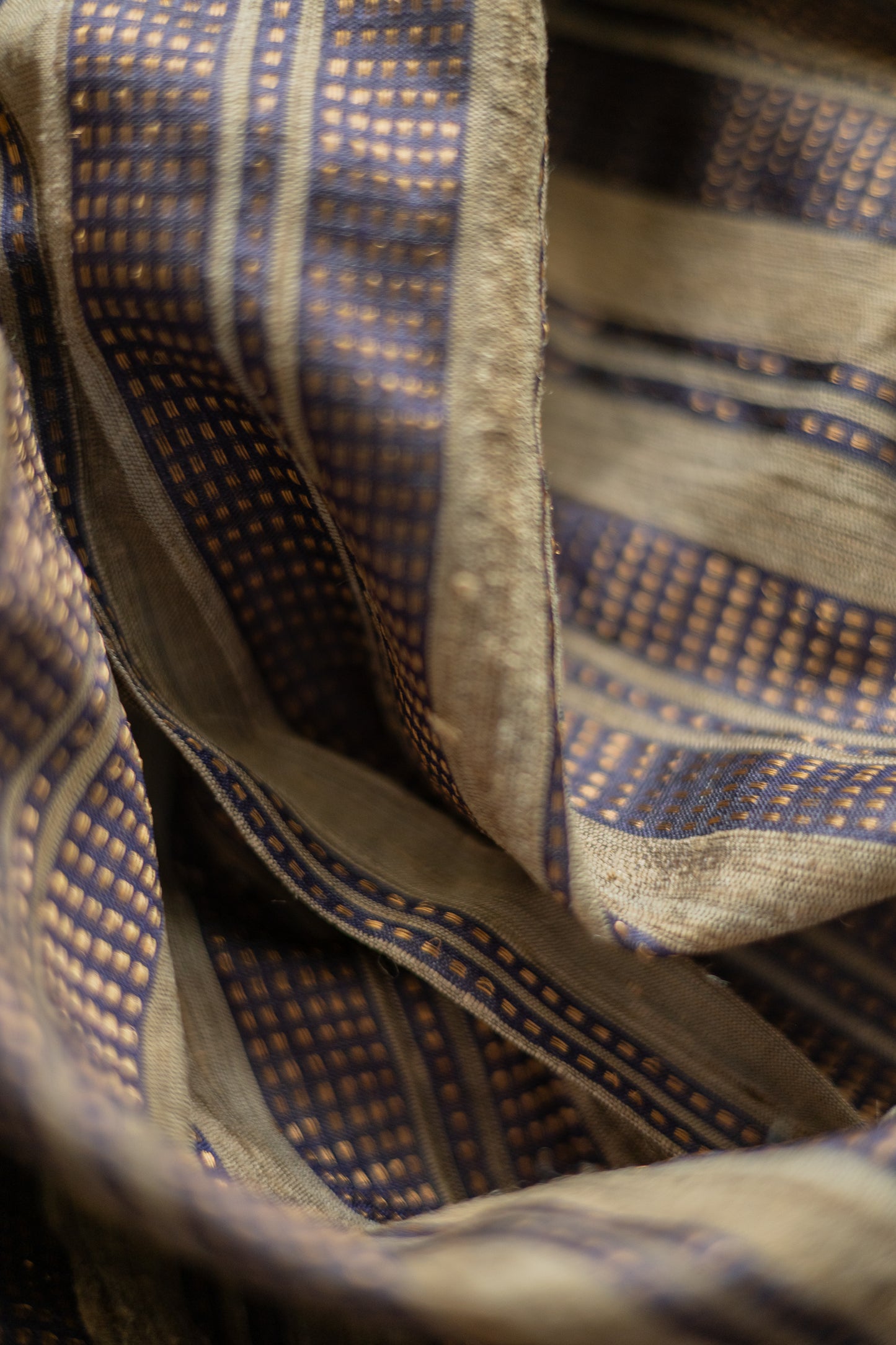 Dark Blue Tussar with All Over Stripes Saree