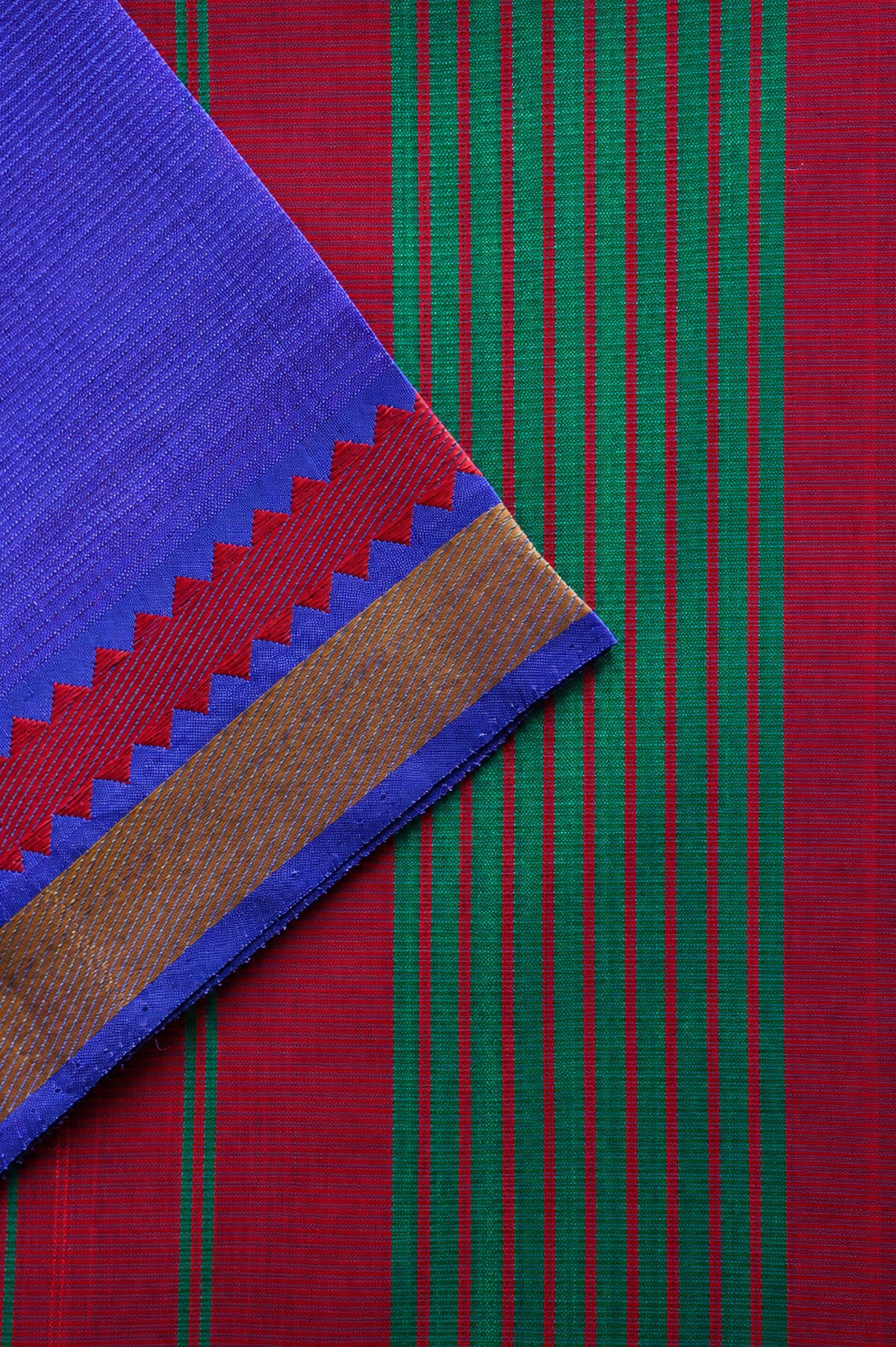 Royal Purple Mangalagiri Silk Cotton Saree with Maroon and Gold Zari Border